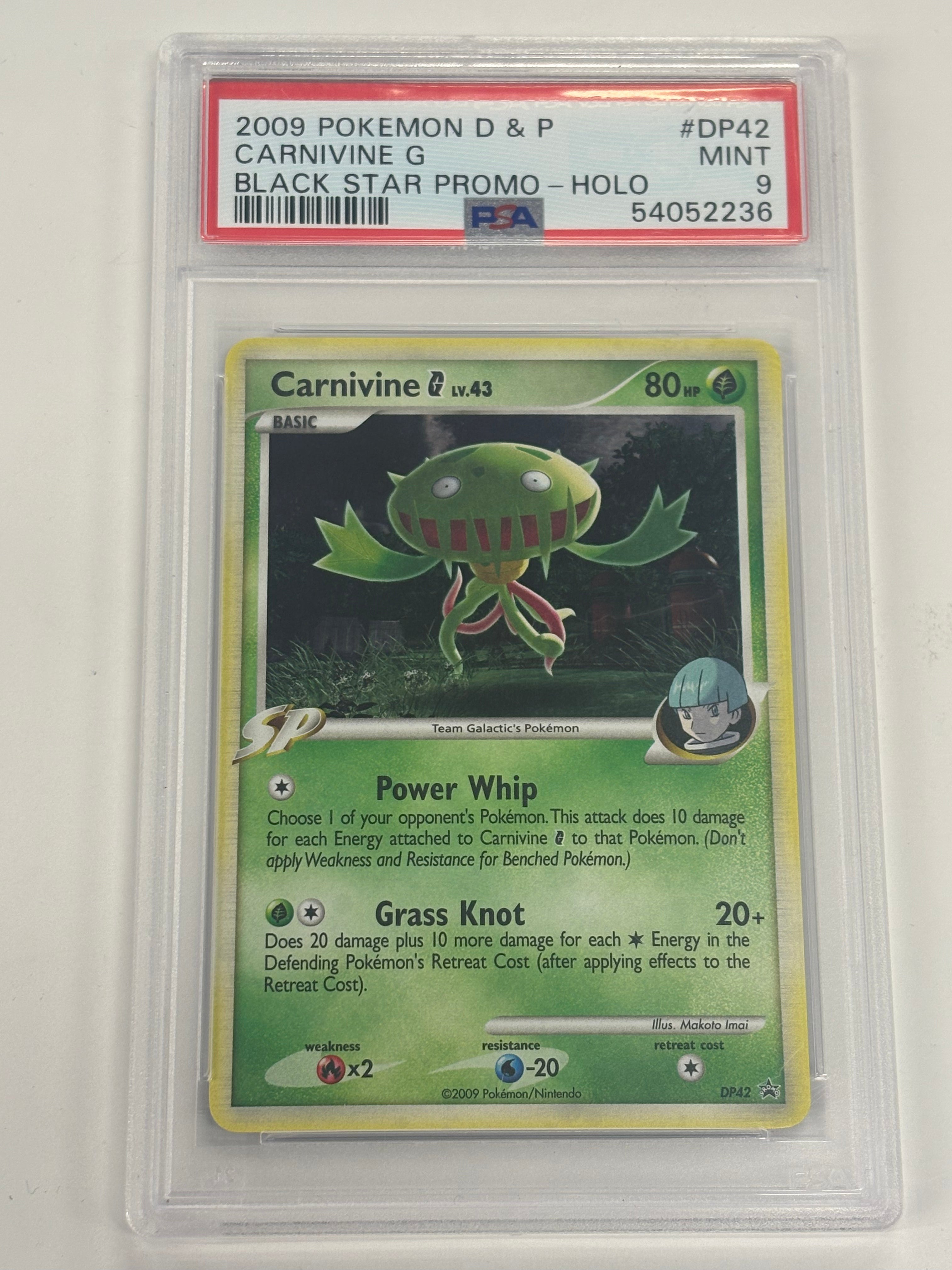 Pokémon TCG - PSA MINT 9 Diamond & Pearl Black Star Promo Carnivine G DP42 Holo