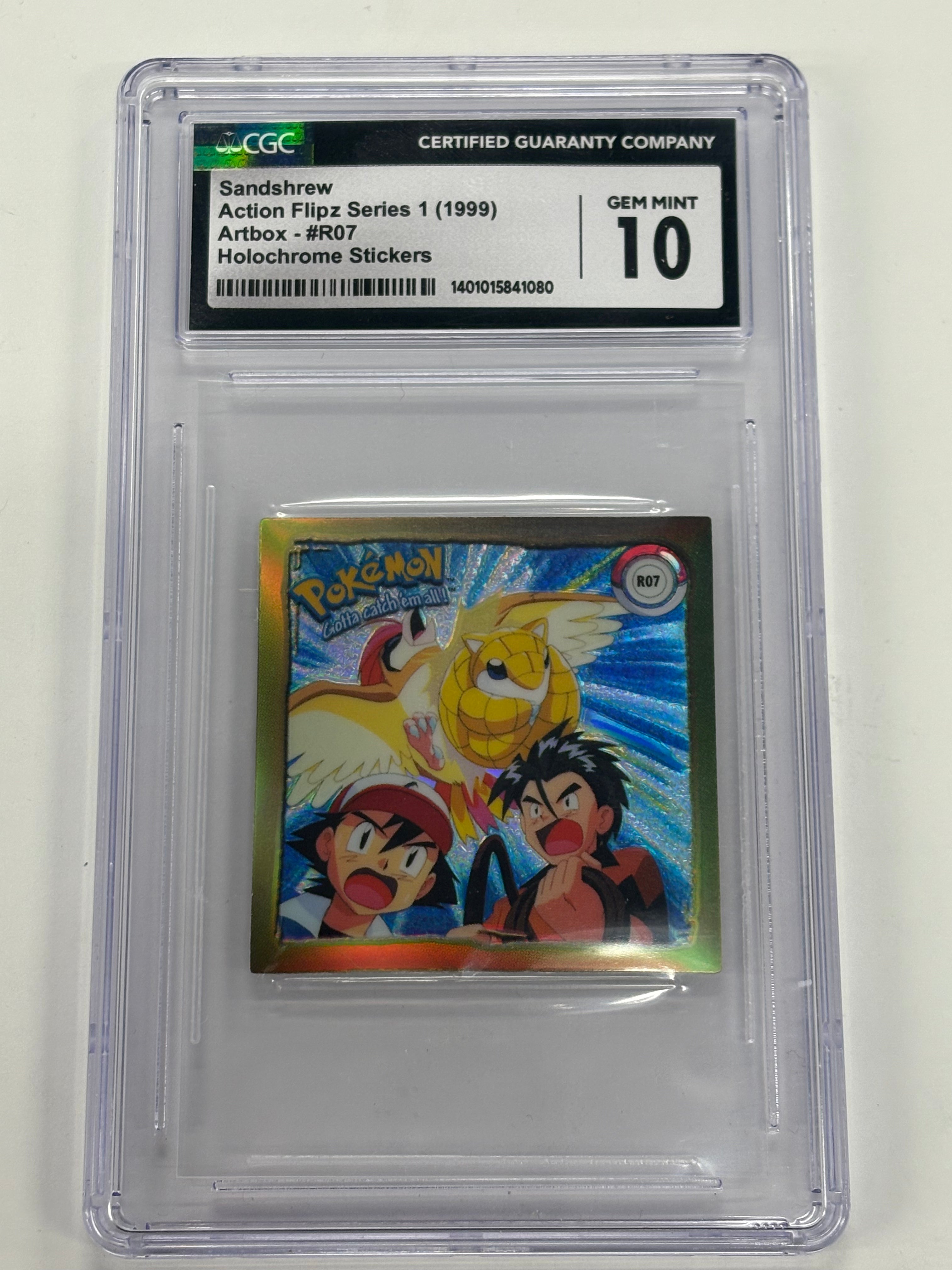 Pokémon TCG - CGC GEM MINT 10 Action Flipz Series 1 Artbox Sandshrew R07 Holochrome Stickers