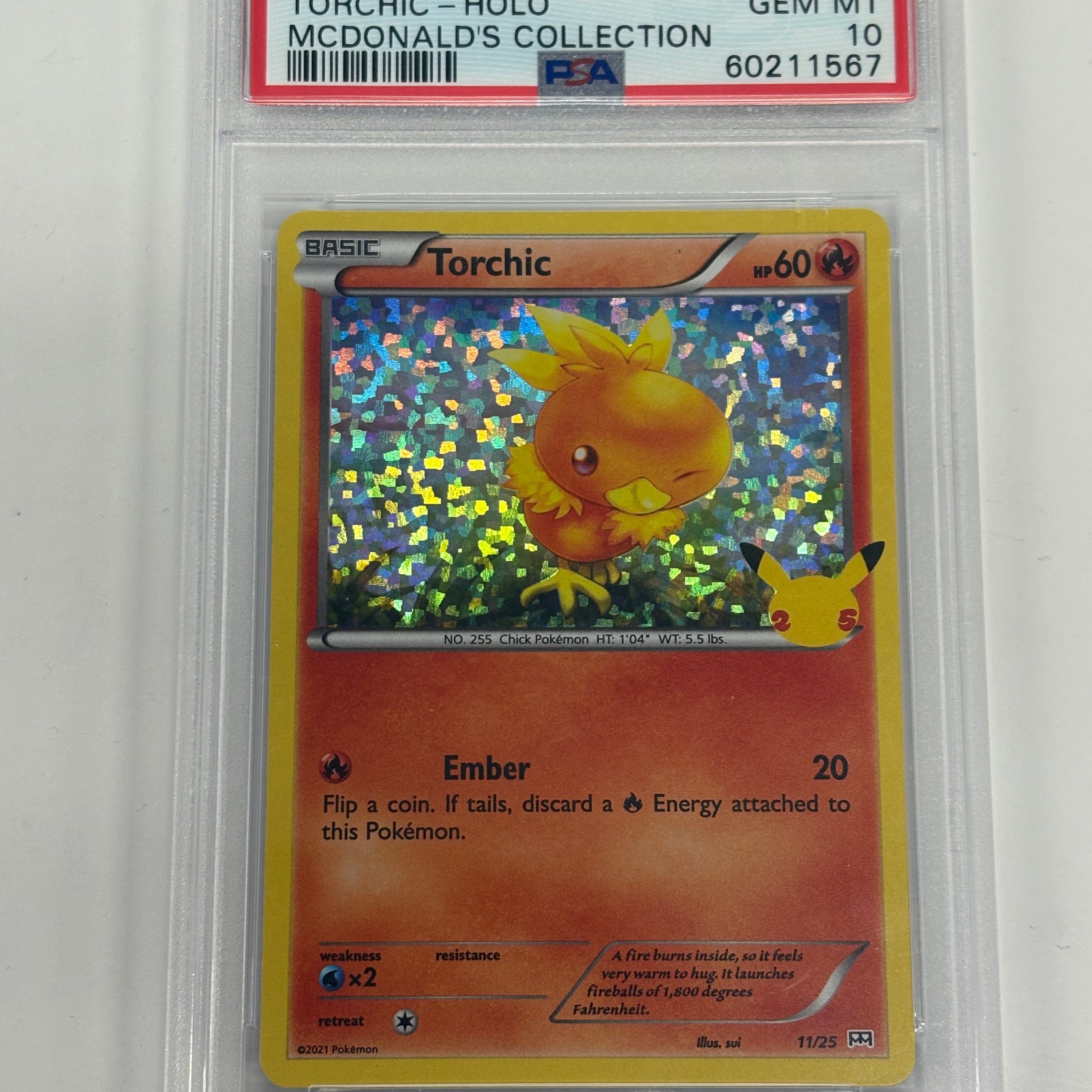 Pokémon TCG - PSA GEM MT 10 McDonald’s Collection Torchic 11/25 Holo