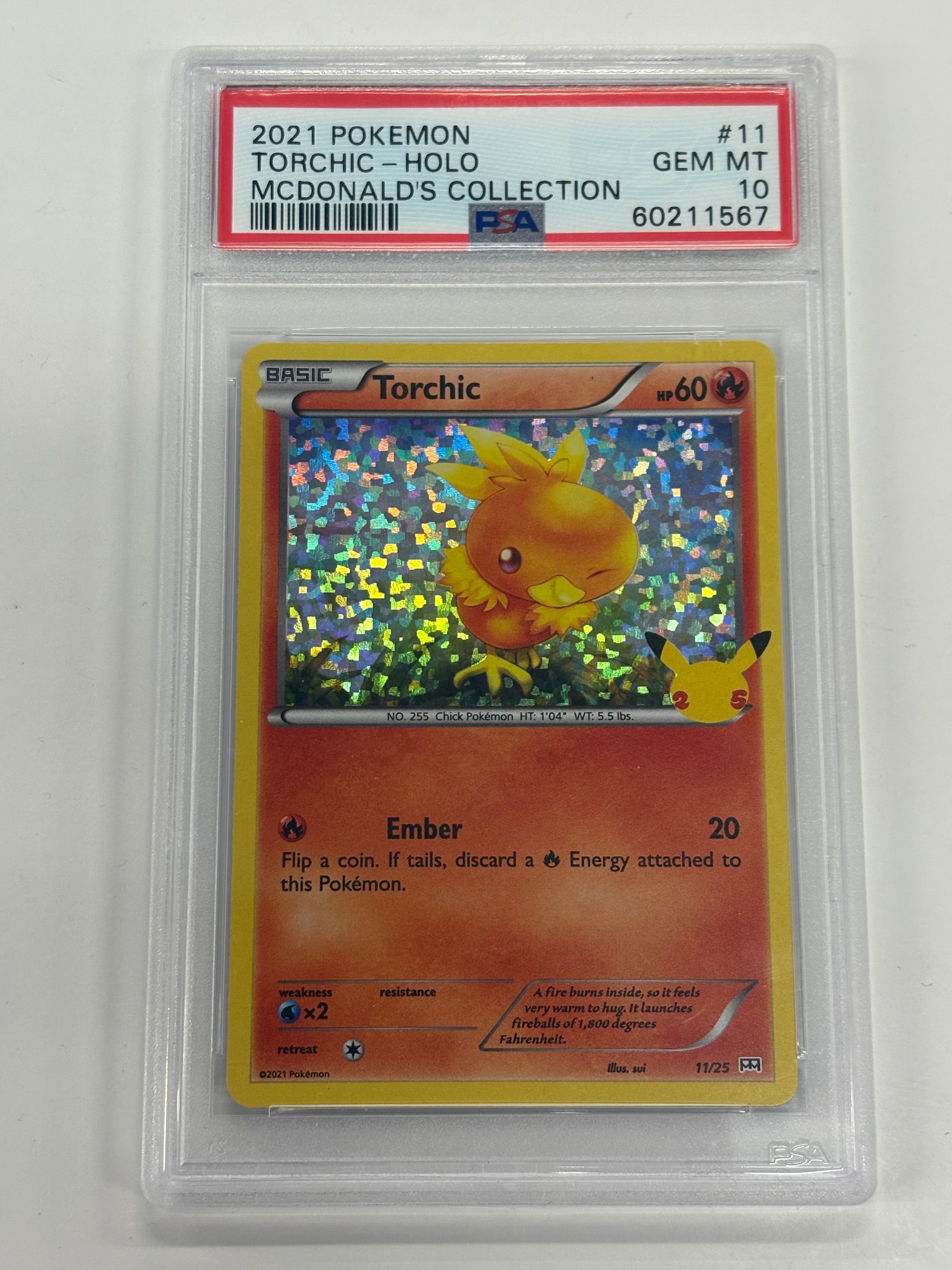 Pokémon TCG - PSA GEM MT 10 McDonald’s Collection Torchic 11/25 Holo