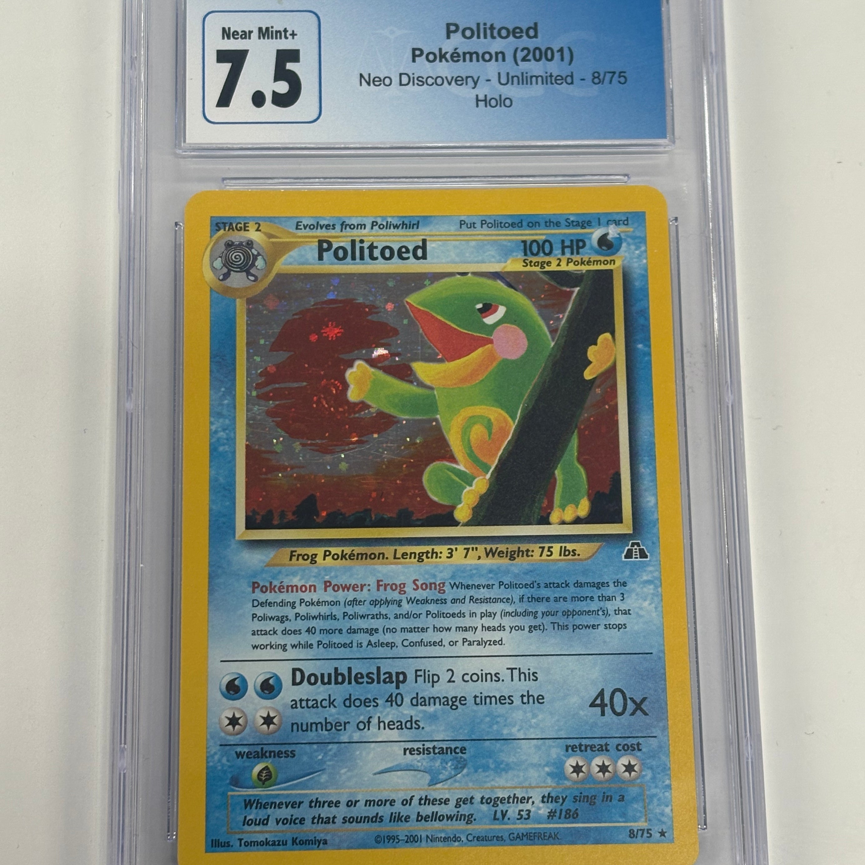 Pokémon TCG - CGC Near Mint 7.5 Neo Discovery Unlimited Politoad 8/75 Holo