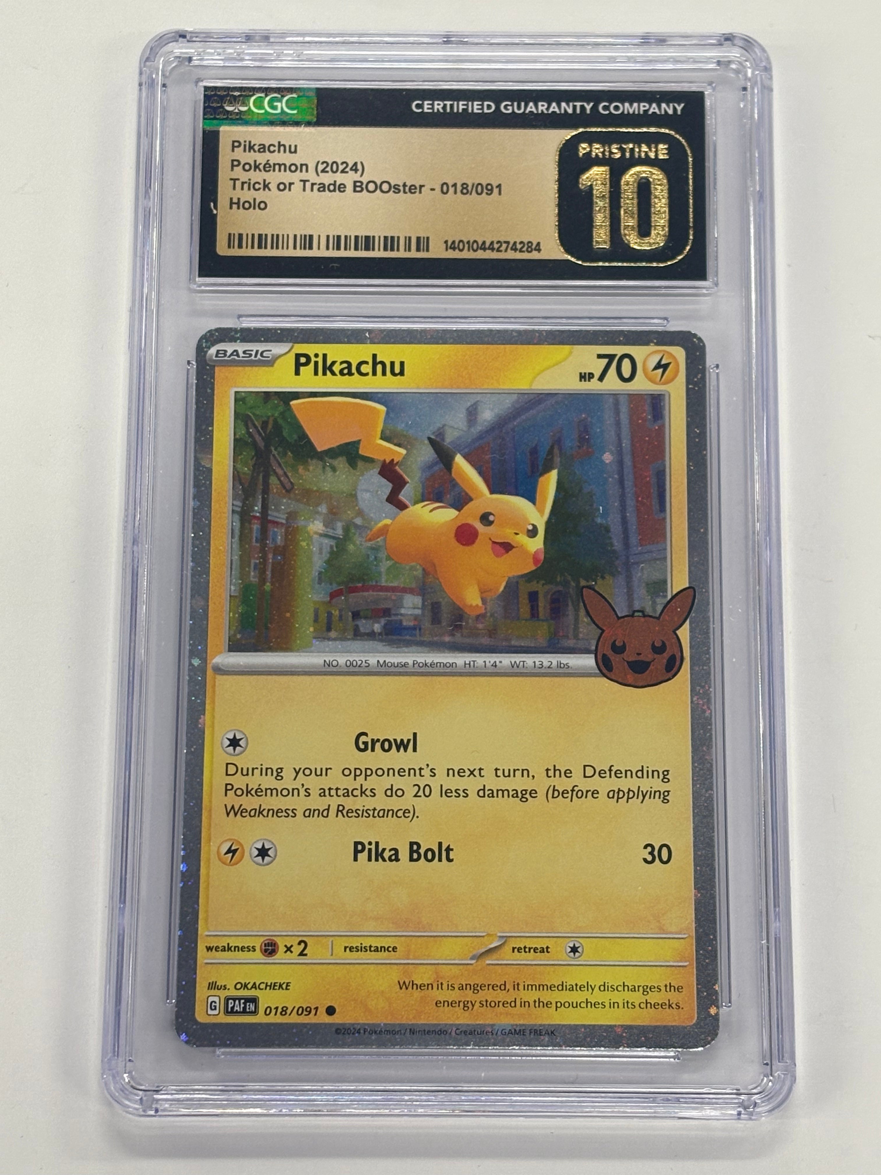 Pokémon TCG - CGC Pristine 10 Trick or Trade BOOster Pikachu 018/091 Holo