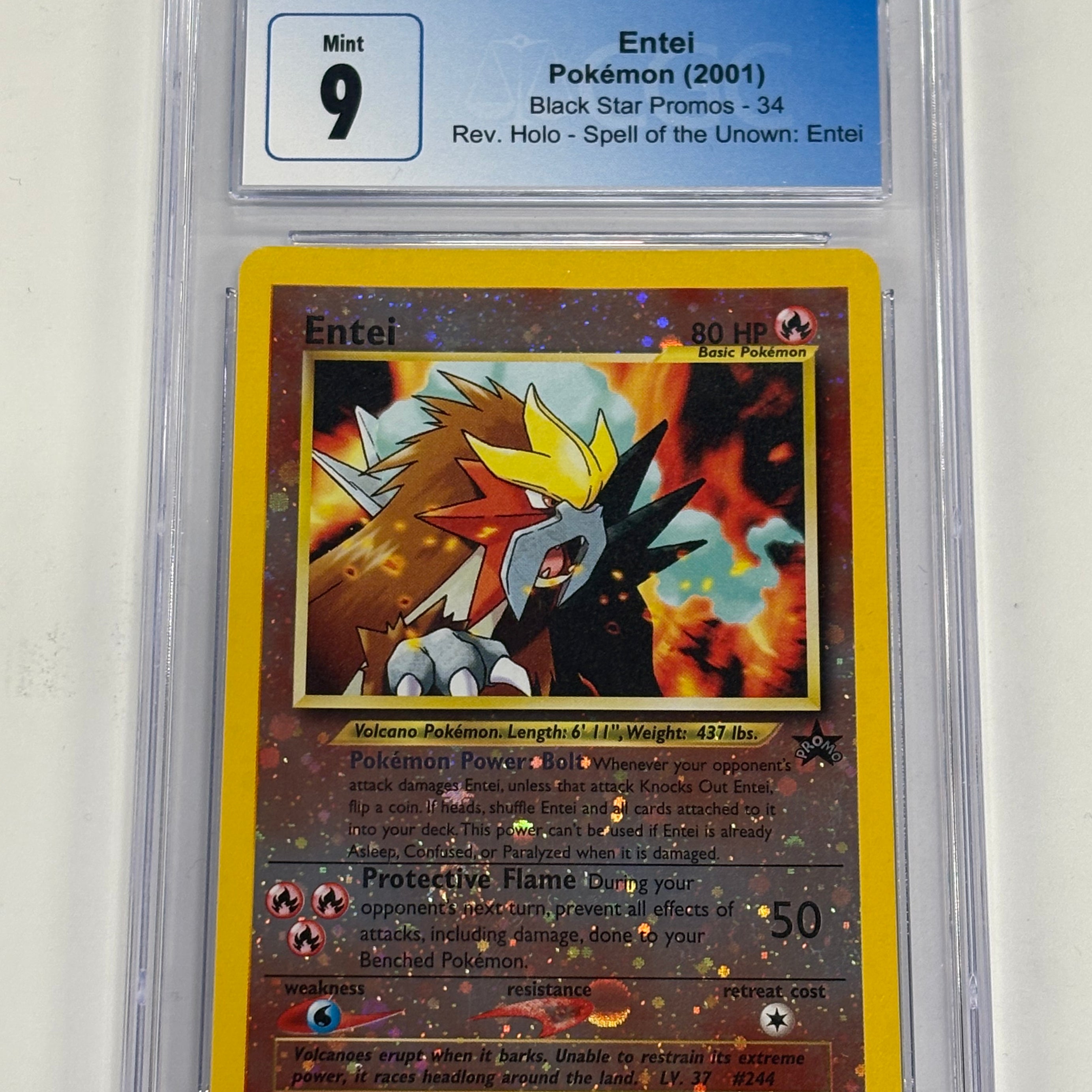 Pokémon TCG - CGC Mint 9 Spell of the Unknown: Entei Black Star Promos Entei #34 Reverse Holo