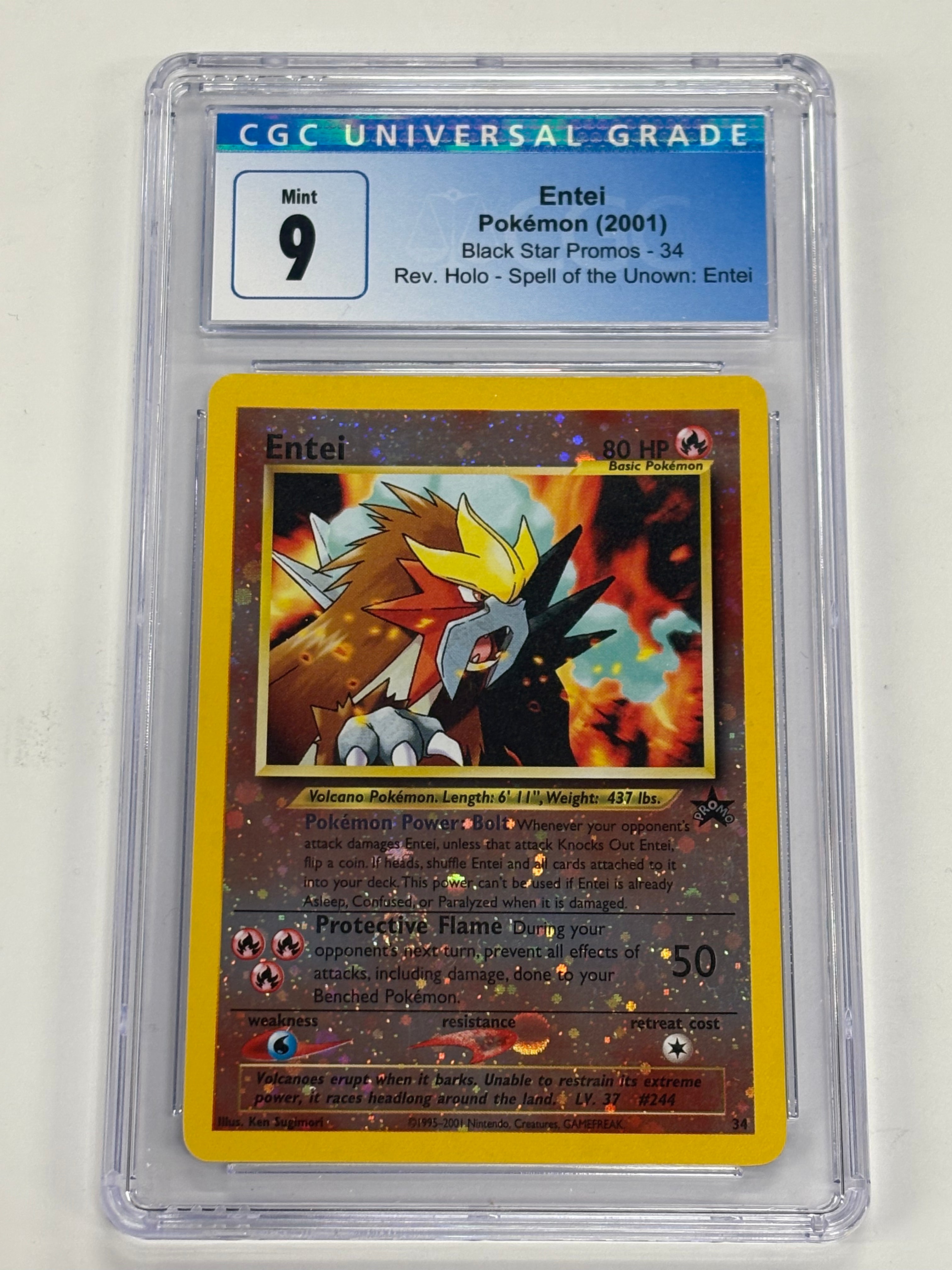 Pokémon TCG - CGC Mint 9 Spell of the Unknown: Entei Black Star Promos Entei #34 Reverse Holo