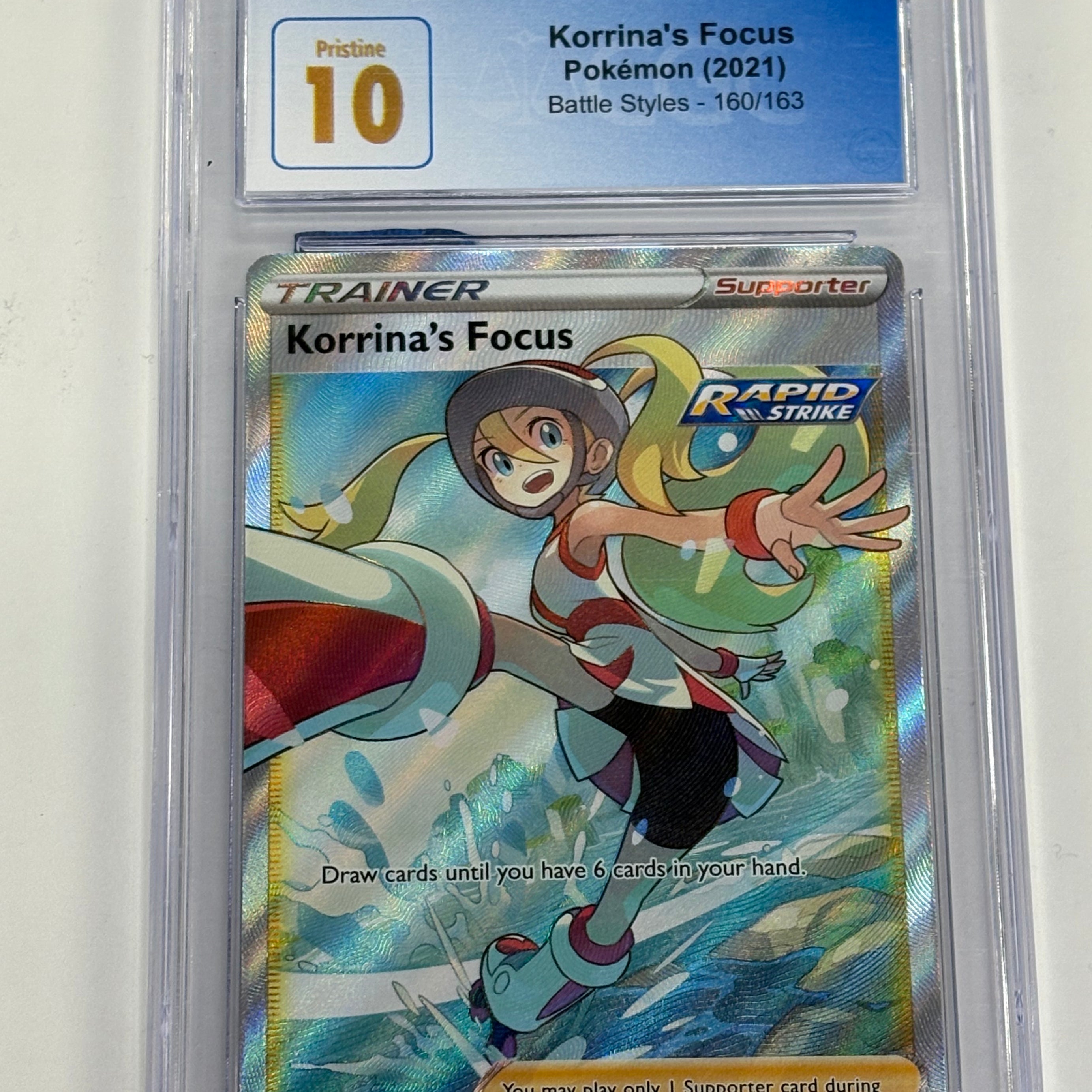 Pokémon TCG - CGC Pristine 10 Battle Styles Korrina’s Focus 160/163 Full Art