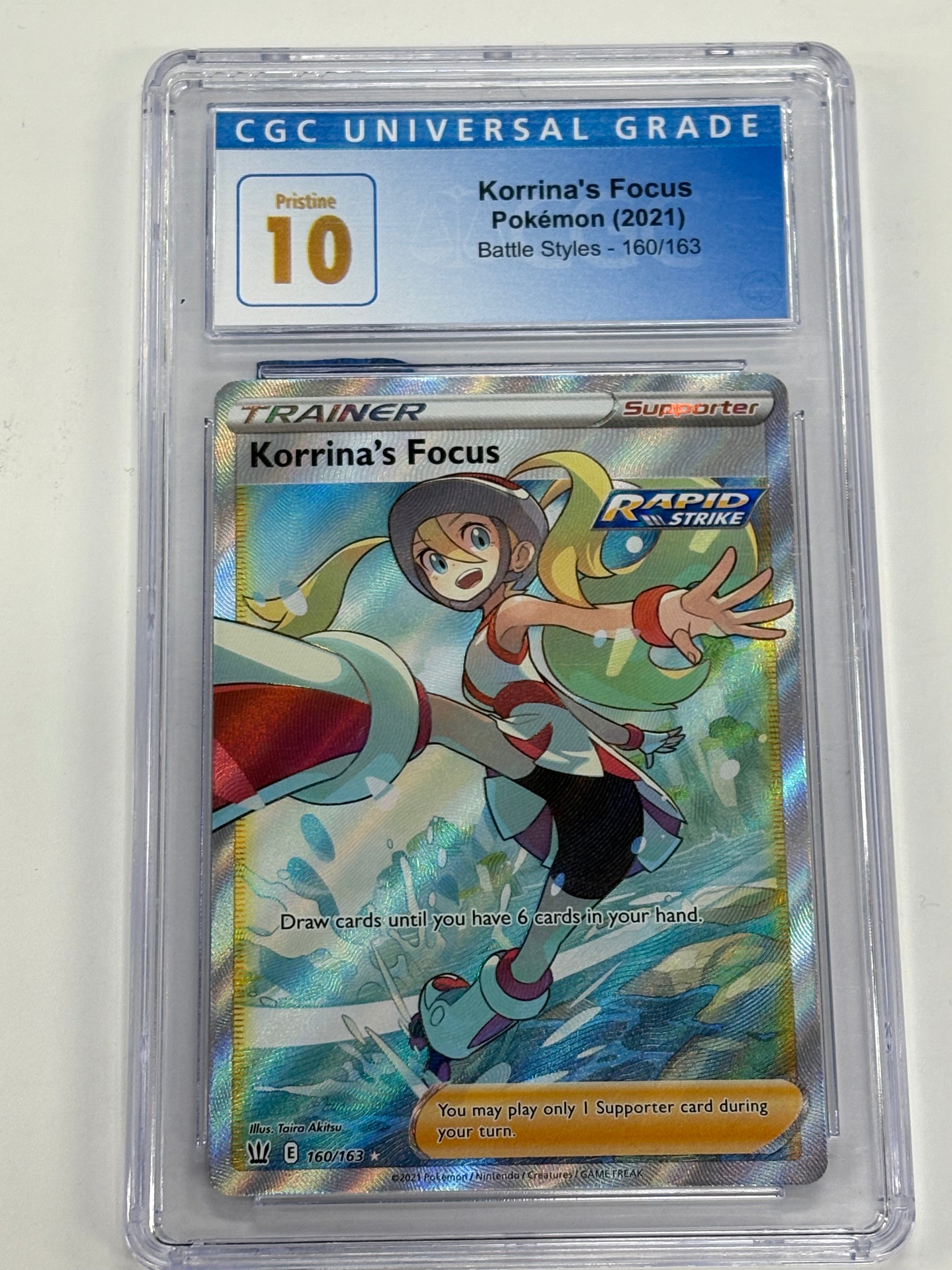 Pokémon TCG - CGC Pristine 10 Battle Styles Korrina’s Focus 160/163 Full Art