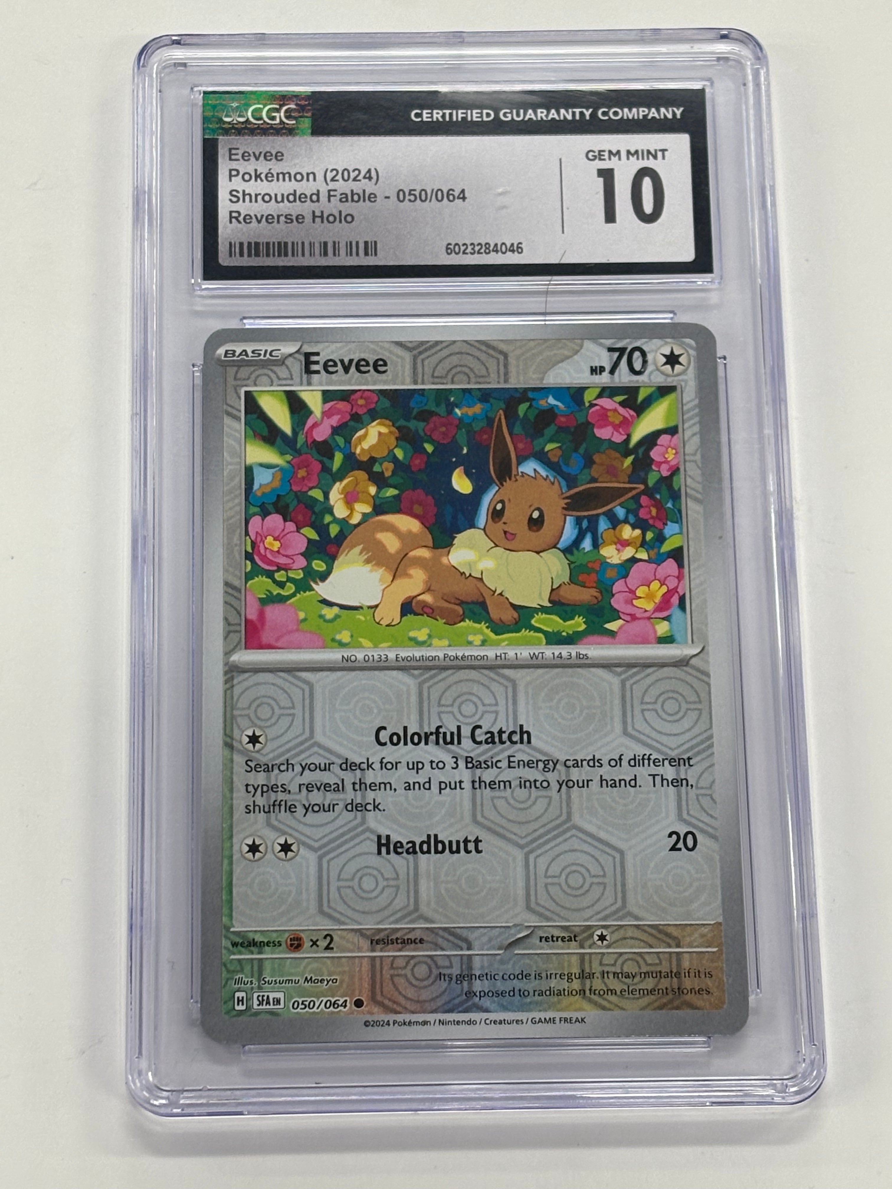 Pokémon TCG - CGC GEM MINT 10 Shrouded Fable Eevee 050/064 Reverse Holo