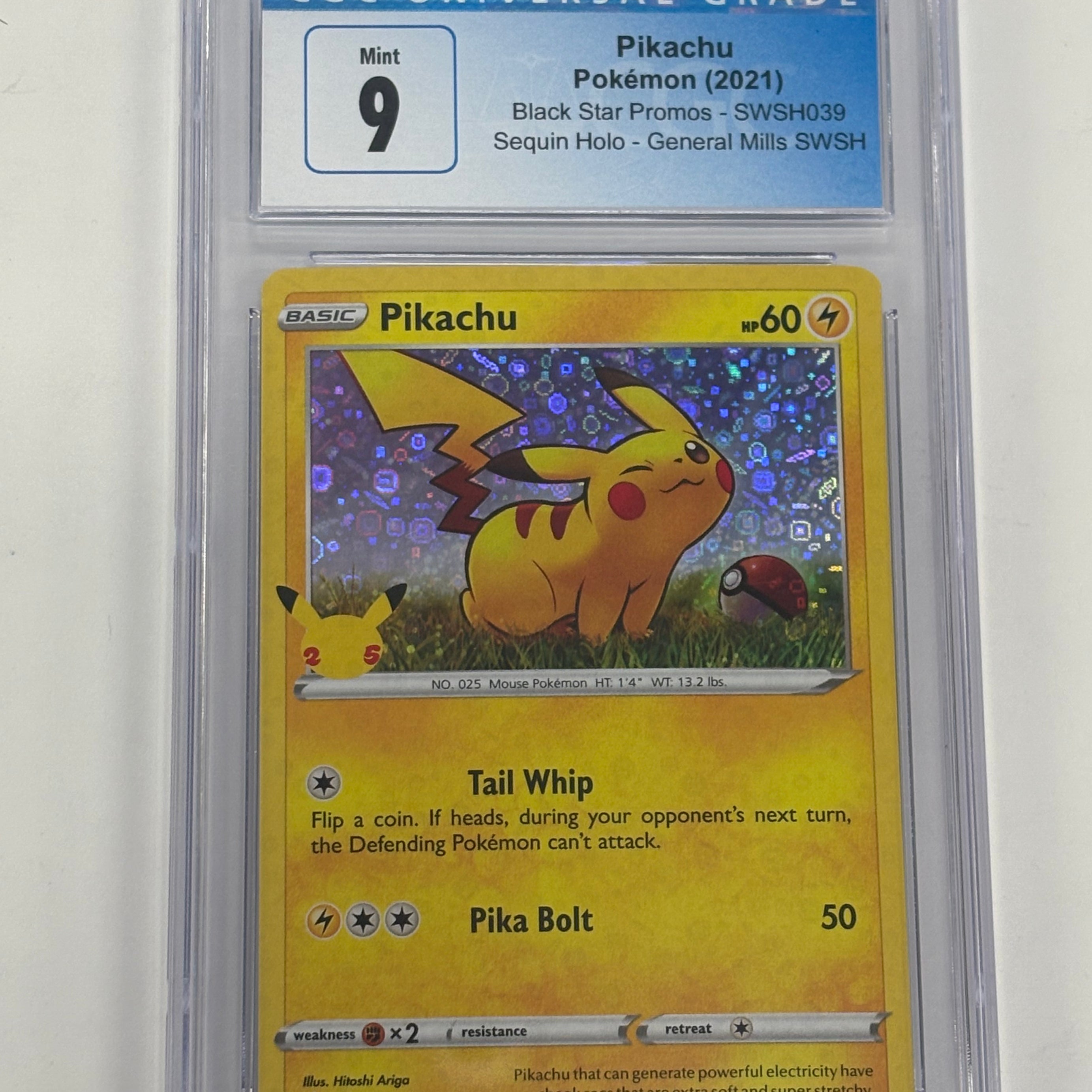 Pokémon TCG - CGC Mint 9 General Mills Black Star Promos Pikachu SWSH039 Sequin Holo