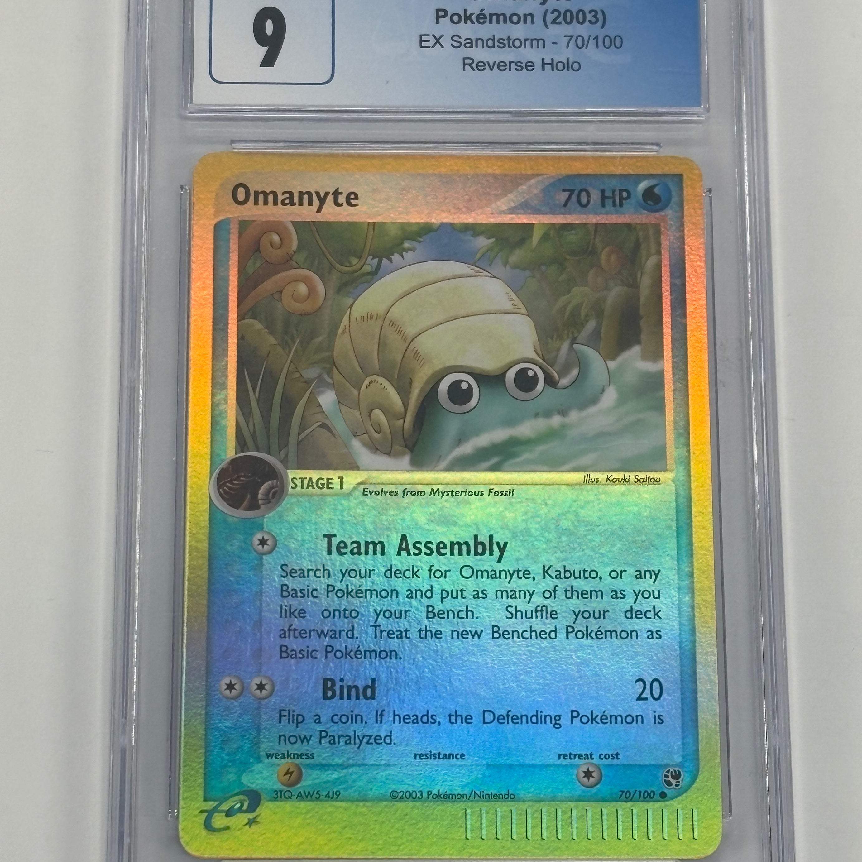 Pokémon TCG - CGC Mint 9 EX Sandstorm Omanyte 70/100 Reverse Holo