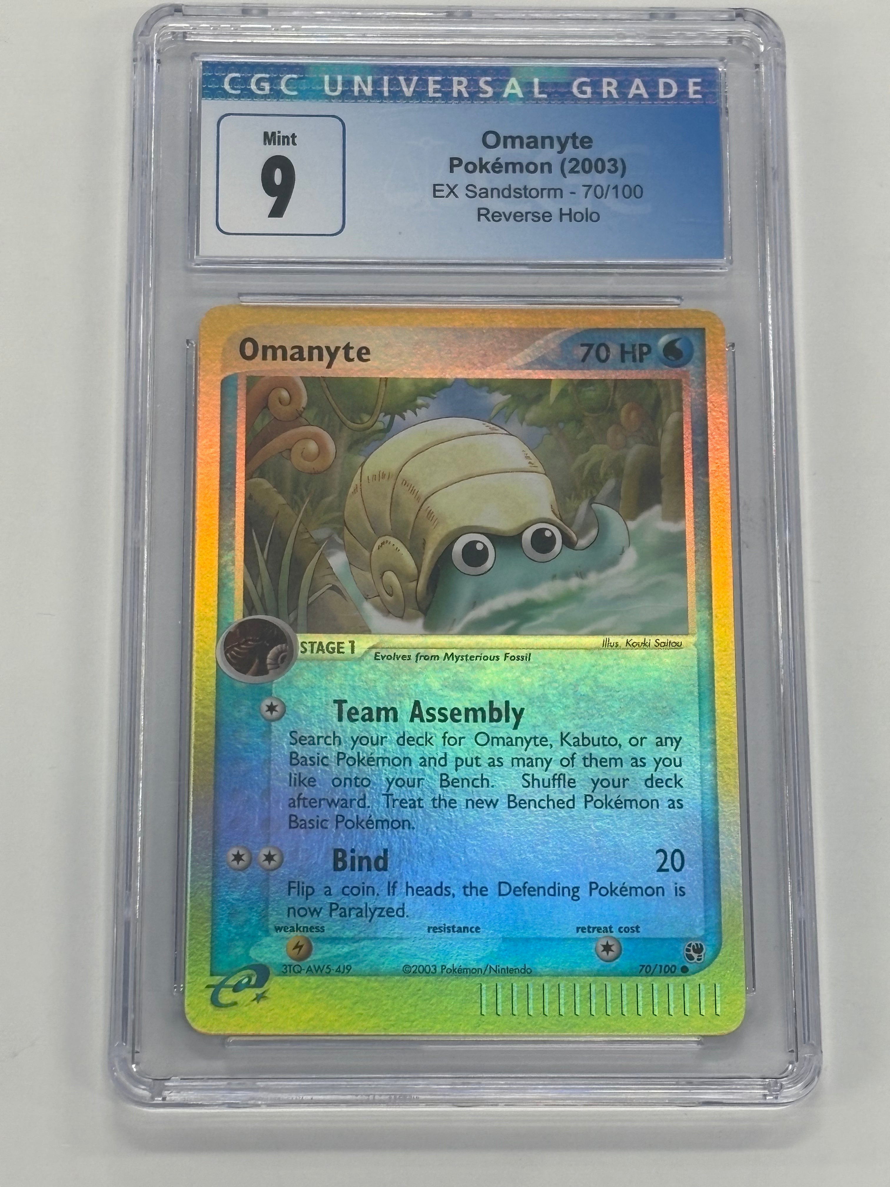 Pokémon TCG - CGC Mint 9 EX Sandstorm Omanyte 70/100 Reverse Holo