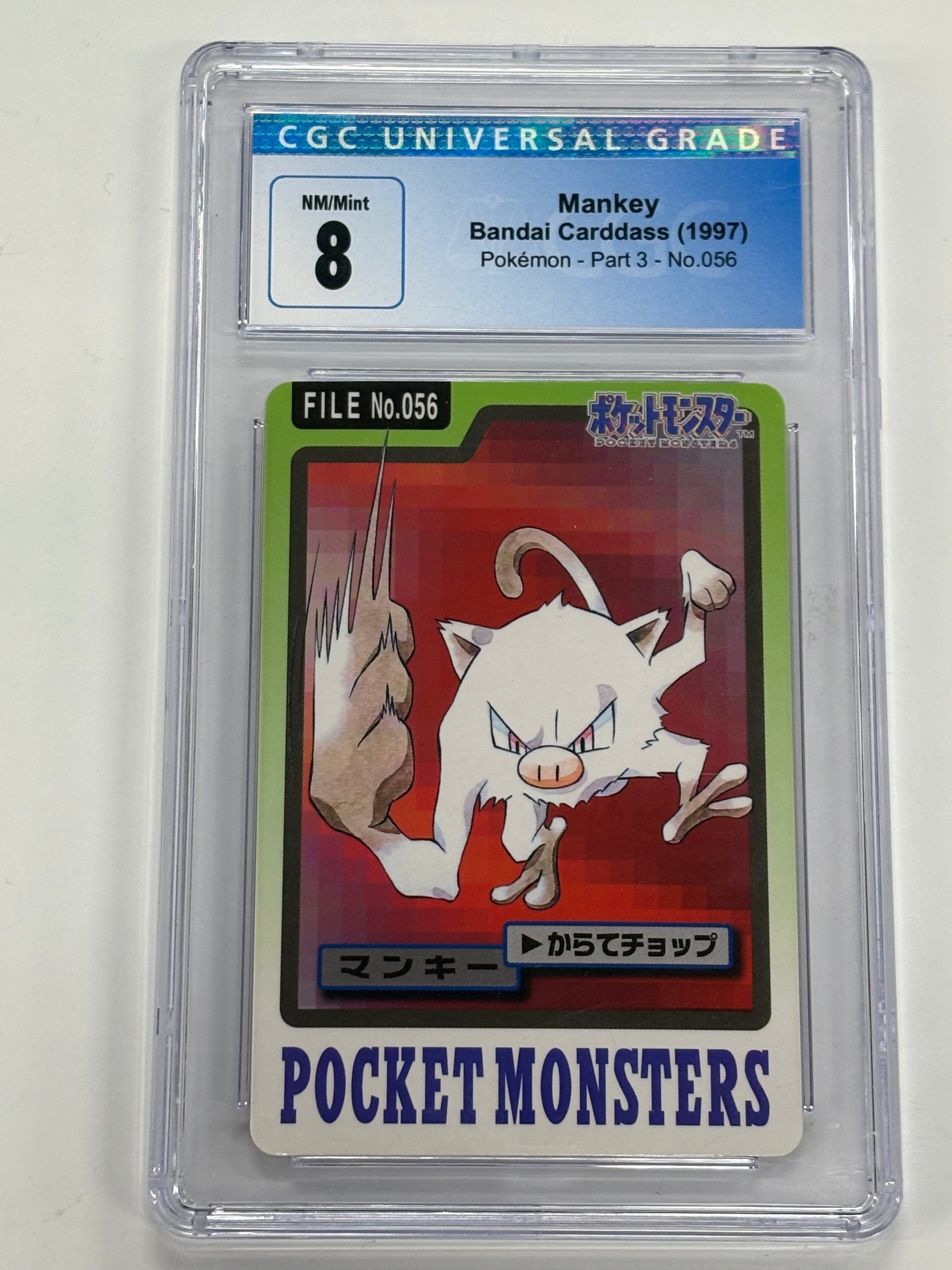 Pokémon TCG - CGC NM/Mint 8 Bandai Carddass Part 3 JP Mankey No. 056