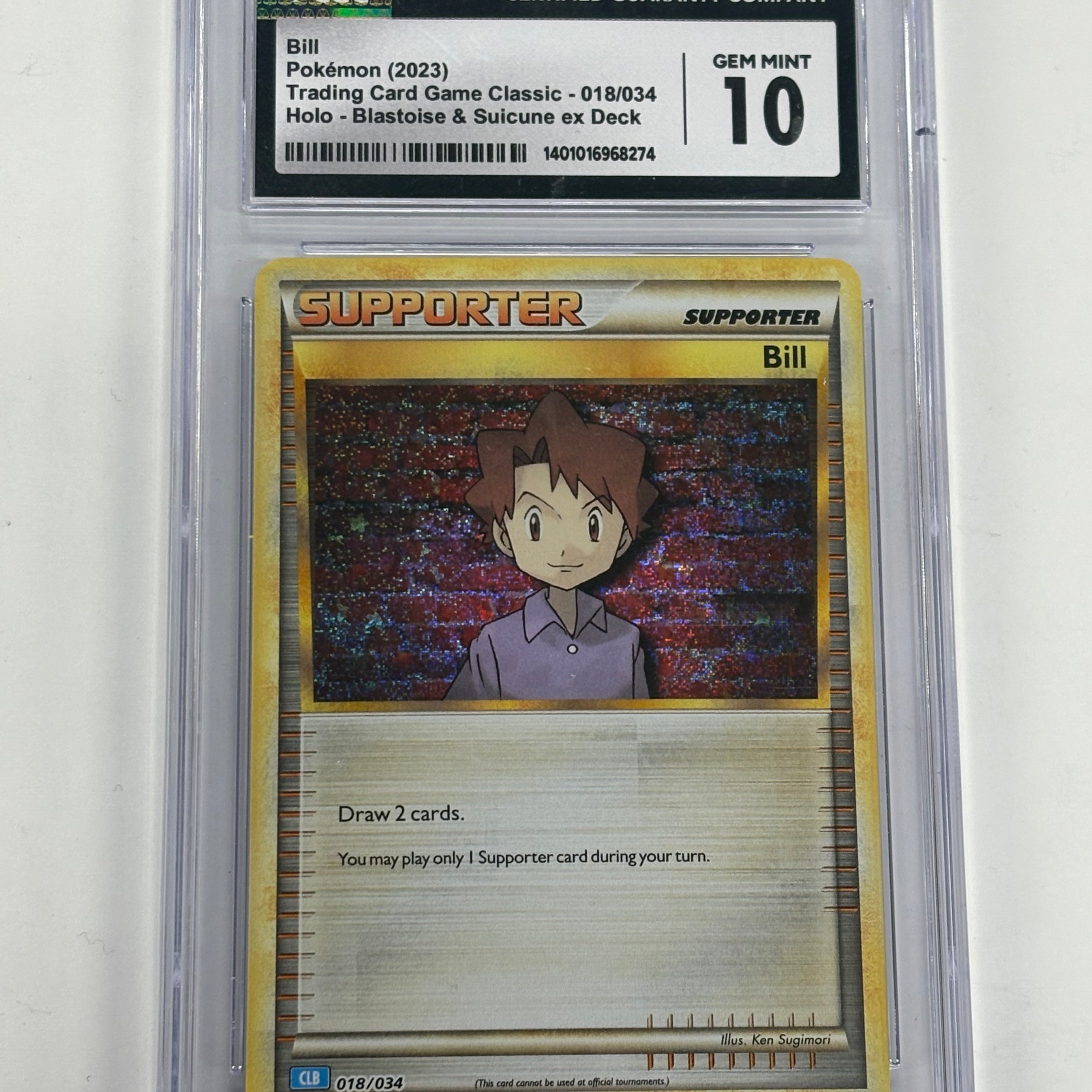 Pokémon TCG - CGC Gem Mint 10 Trading Card Game Classic Blastoise & Suicune ex Deck Bill 018/034 Holo