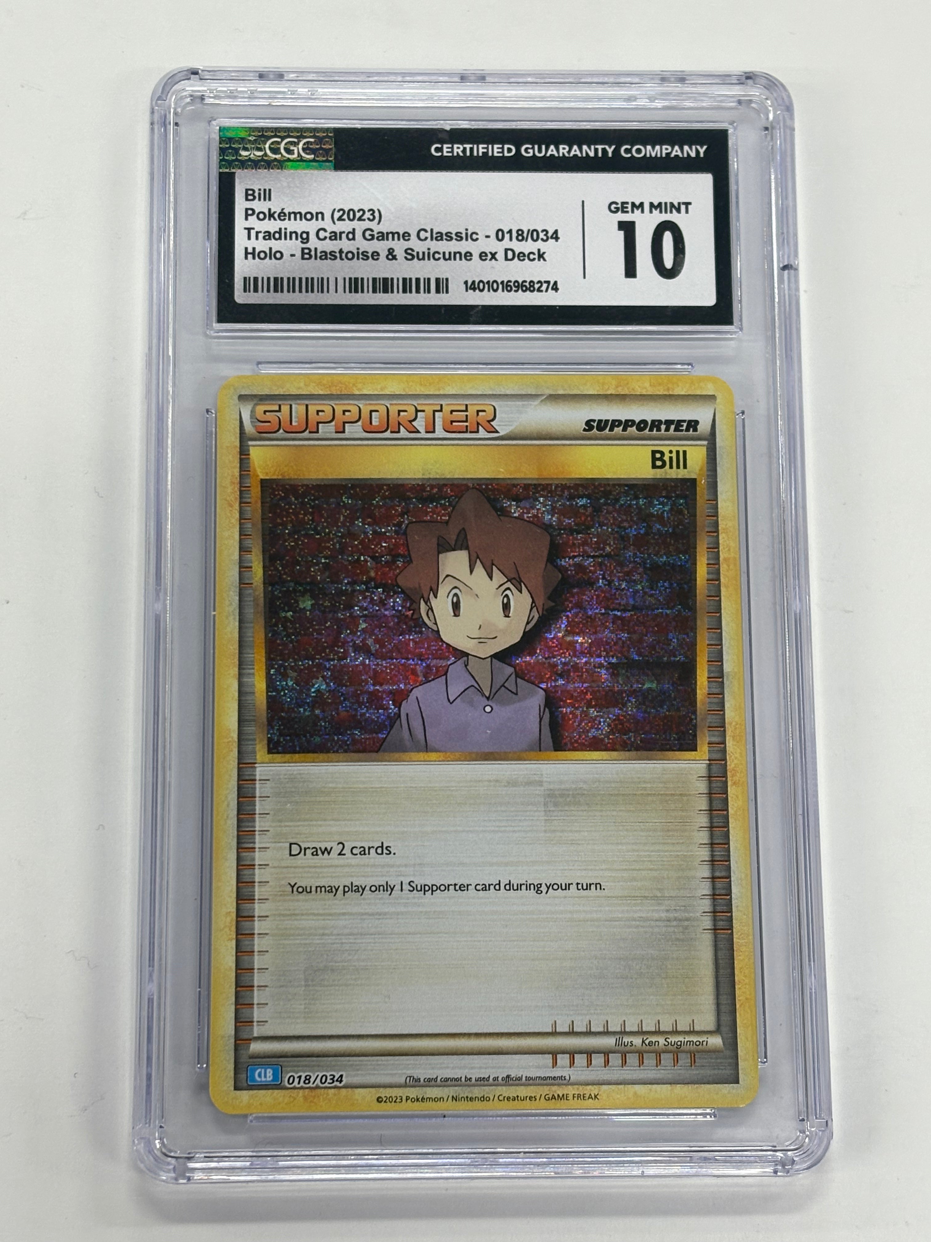 Pokémon TCG - CGC Gem Mint 10 Trading Card Game Classic Blastoise & Suicune ex Deck Bill 018/034 Holo