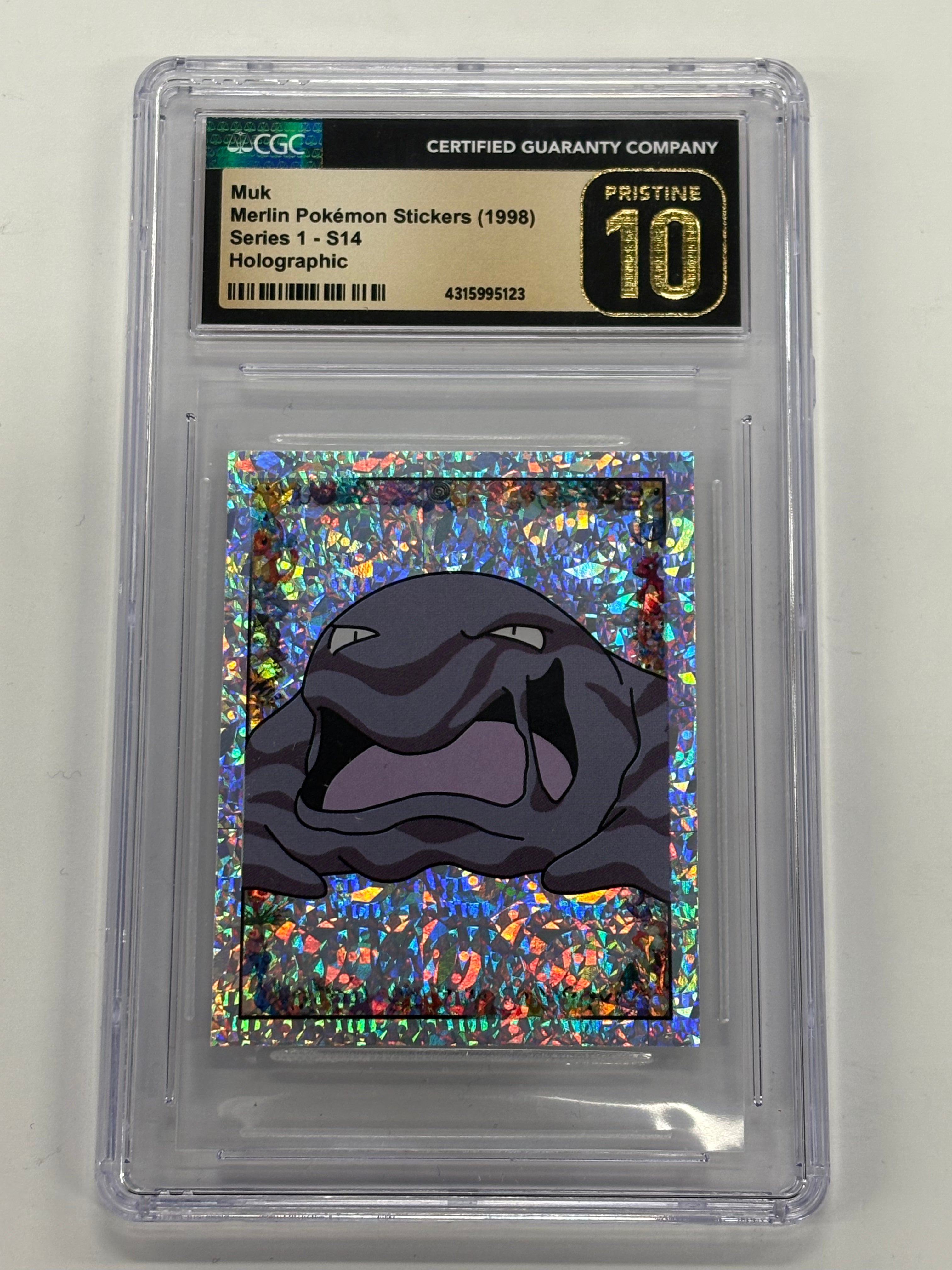 Pokémon TCG - CGC Pristine 10 Merlin Pokemon Stickers Series 1 Muk S14 Holographic