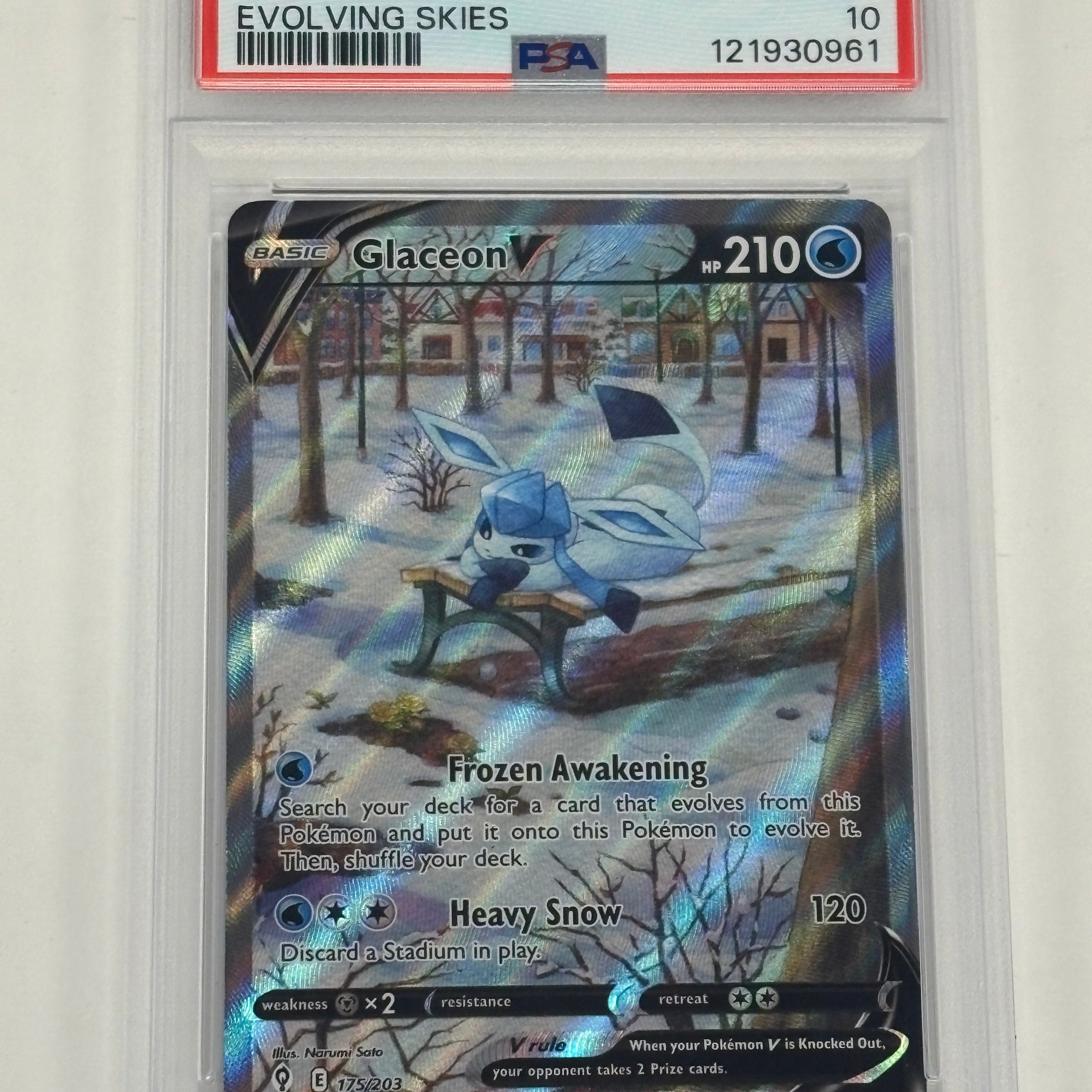 Pokémon TCG - PSA GEM MT 10 Evolving Skies Glaceon V 175/203 Alternate Art