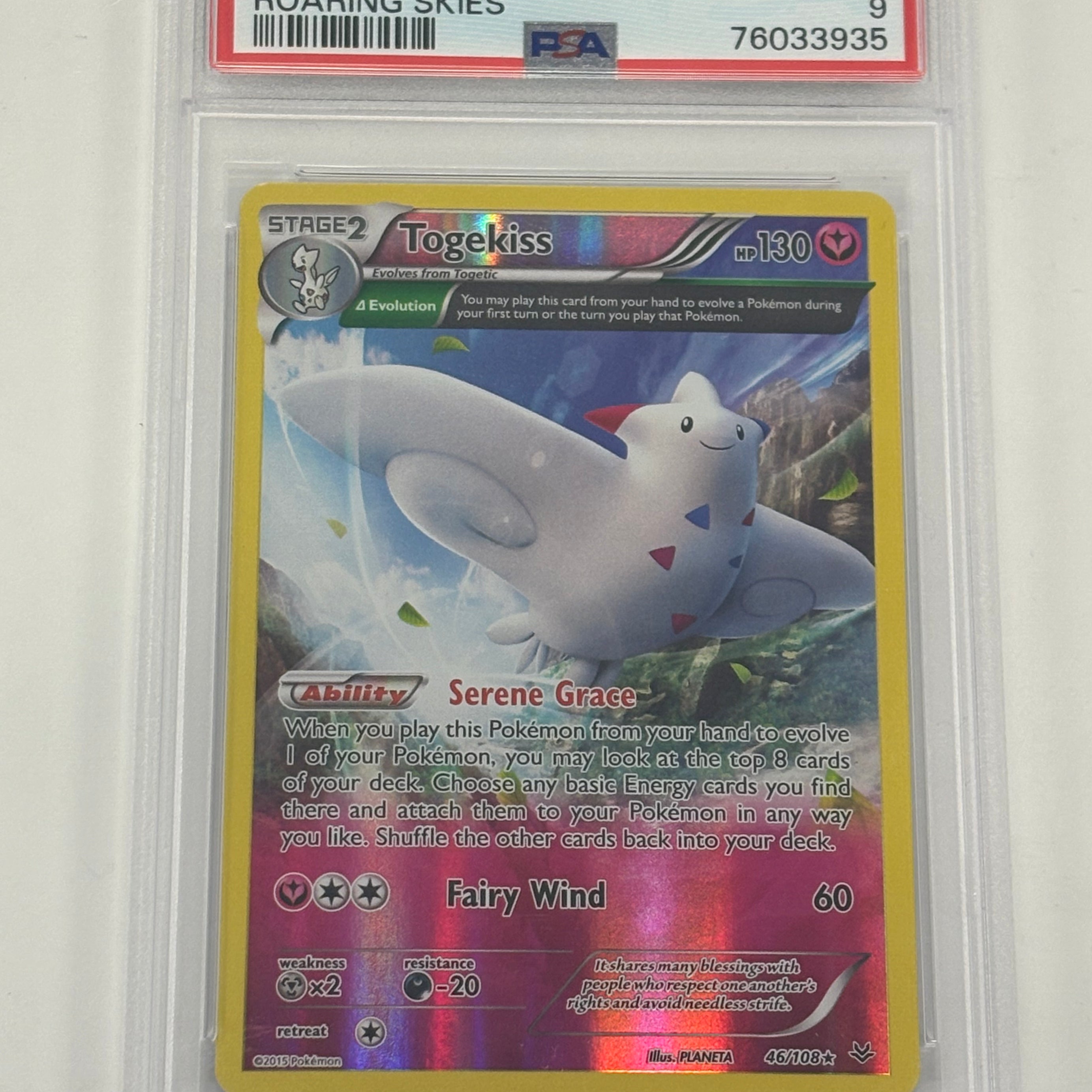 Pokémon TCG - PSA Mint 9 Roaring Skies Togekiss 46/108 Holo