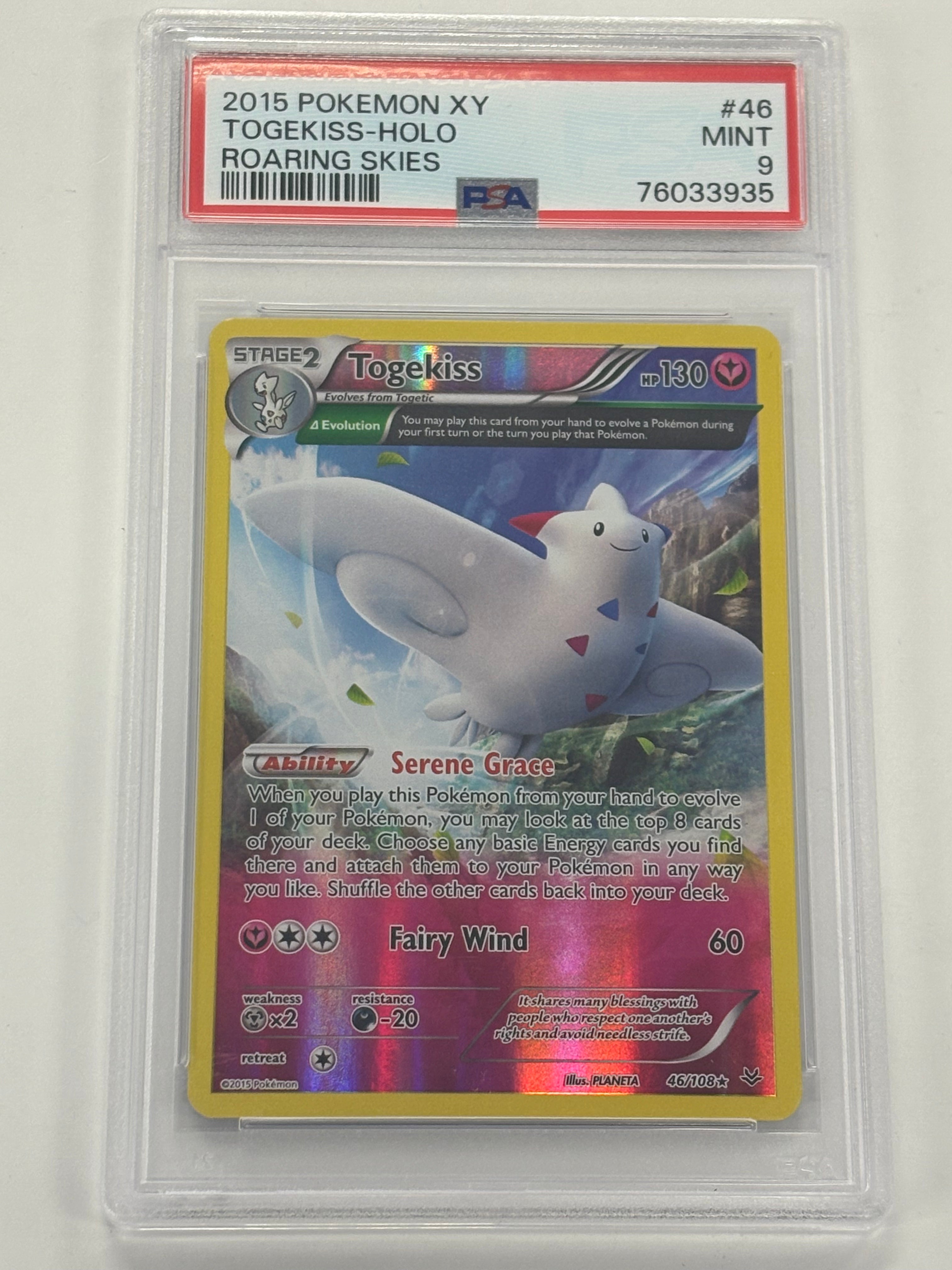 Pokémon TCG - PSA Mint 9 Roaring Skies Togekiss 46/108 Holo