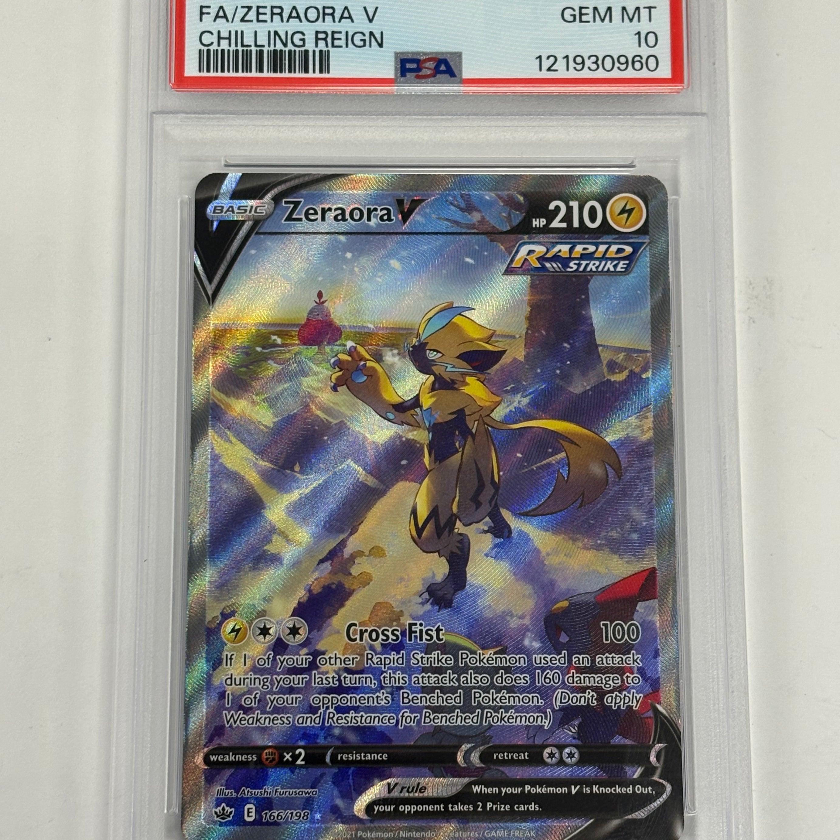Pokémon TCG - PSA GEM MT 10 Chilling Reign Zeraora V 166/198 Alternate Art