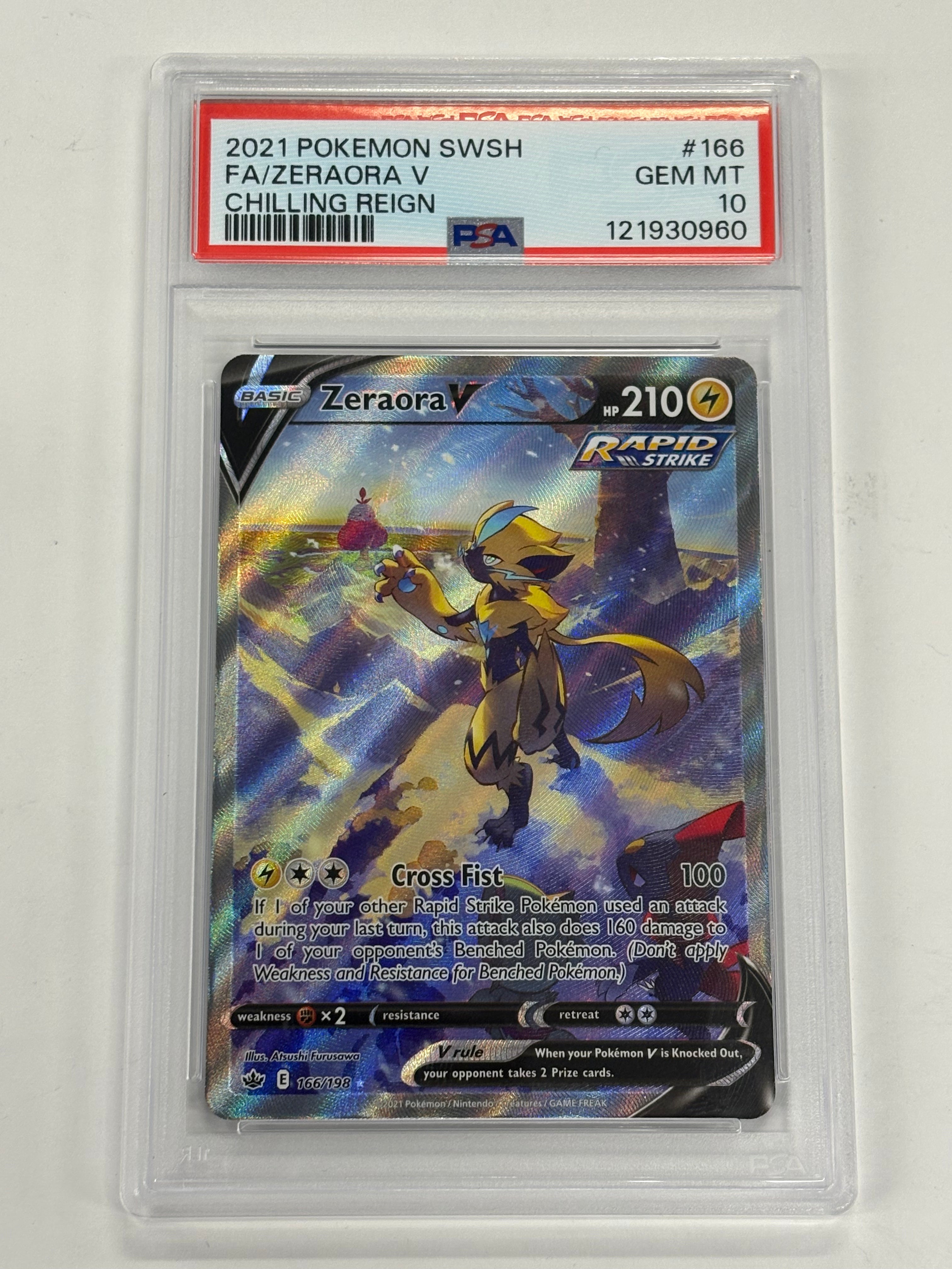 Pokémon TCG - PSA GEM MT 10 Chilling Reign Zeraora V 166/198 Alternate Art