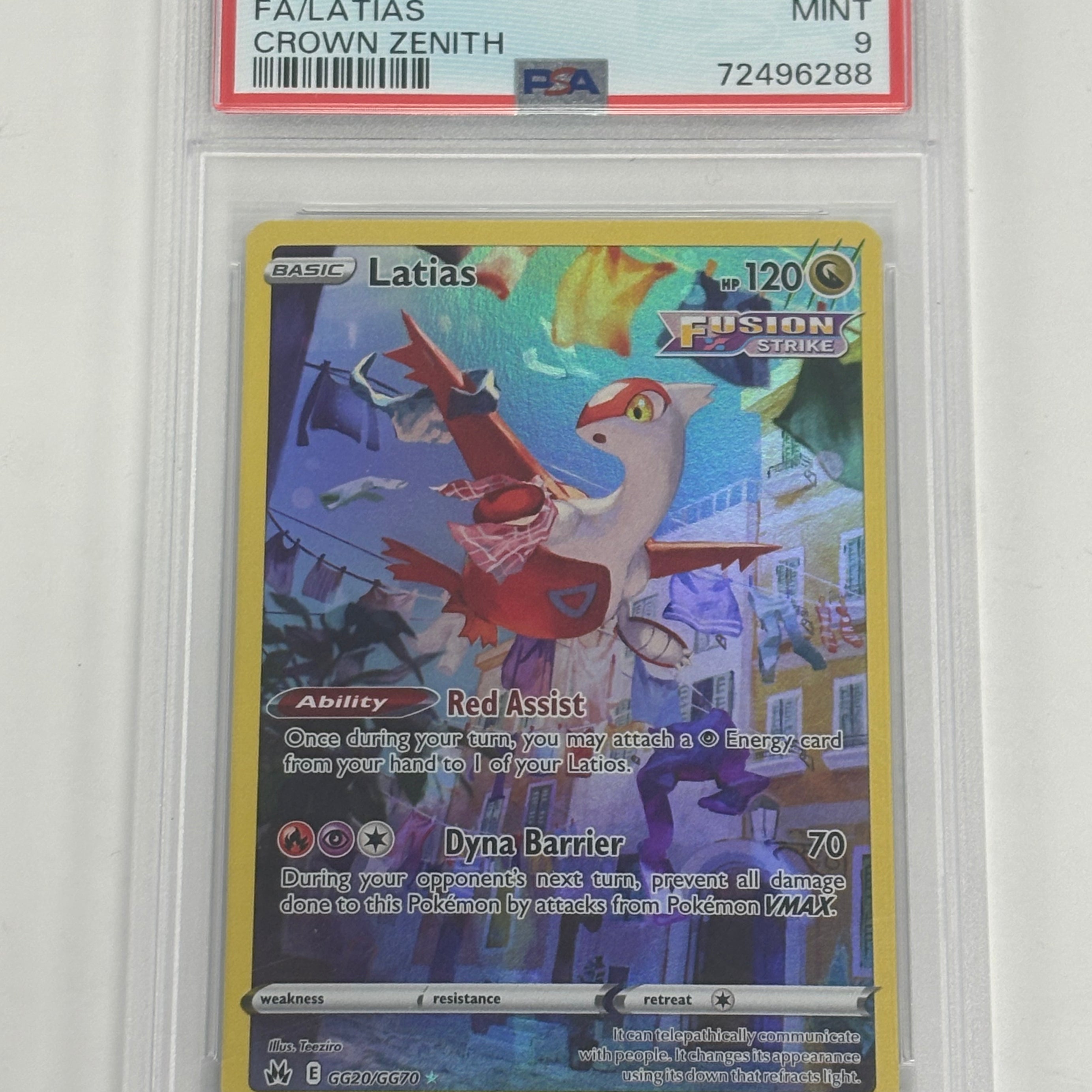 Pokémon TCG - PSA Mint 9 Crown Zenith Latias GG20/GG70 Galarian Gallery