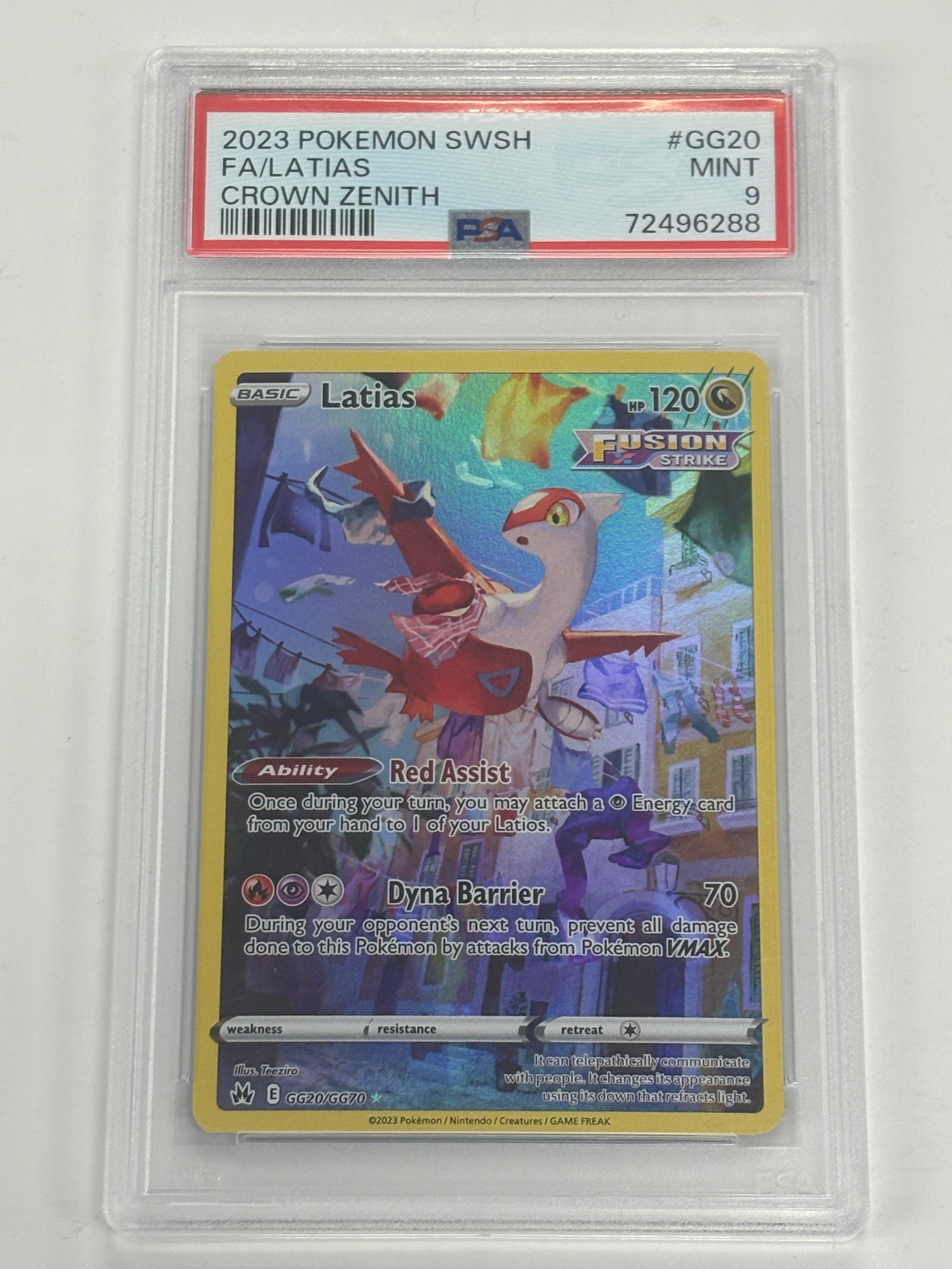 Pokémon TCG - PSA Mint 9 Crown Zenith Latias GG20/GG70 Galarian Gallery