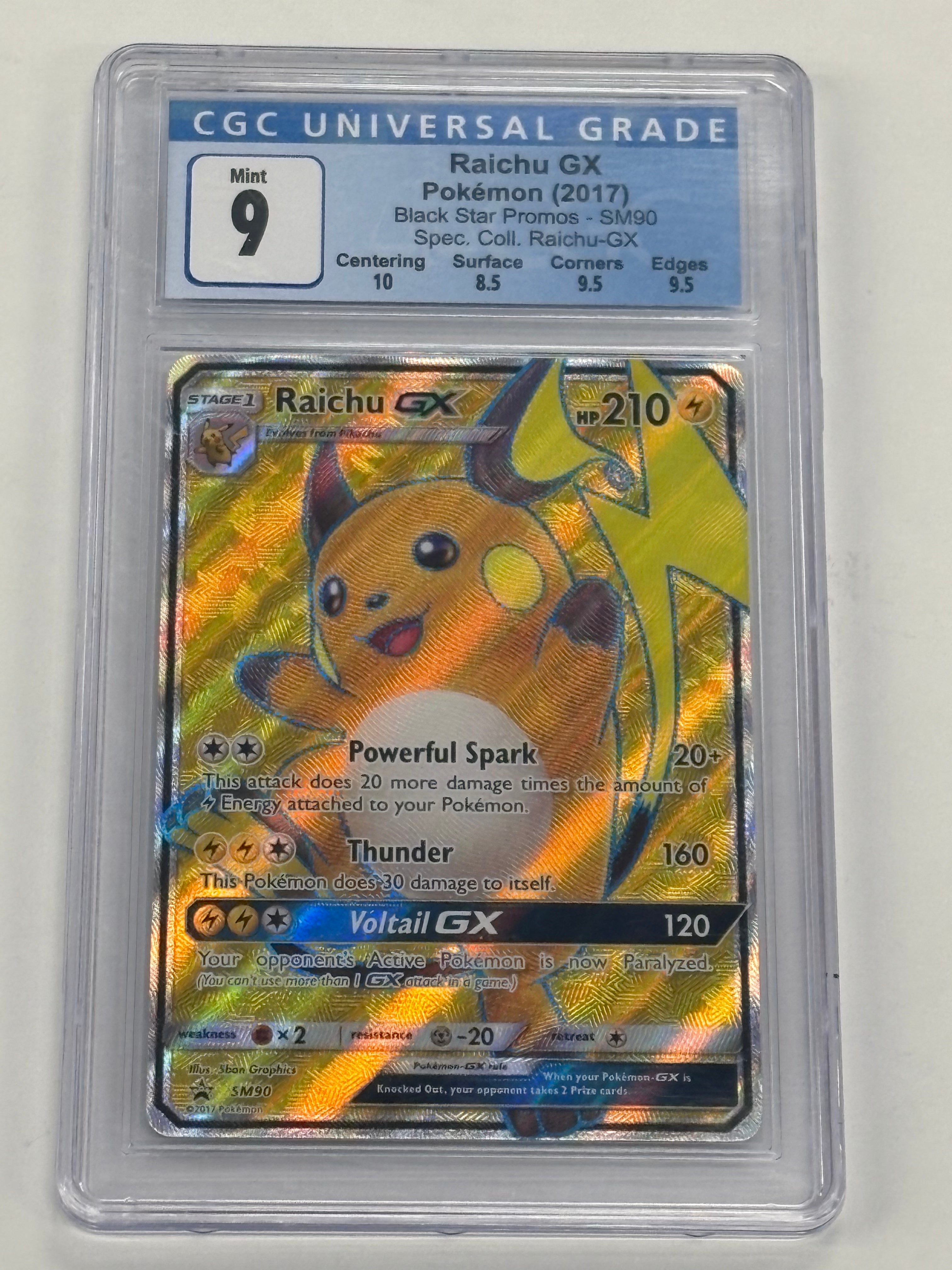Pokémon TCG - CGC Mint 9 Sun & Moon Black Star Promo Raichu GX SM90 Full Art