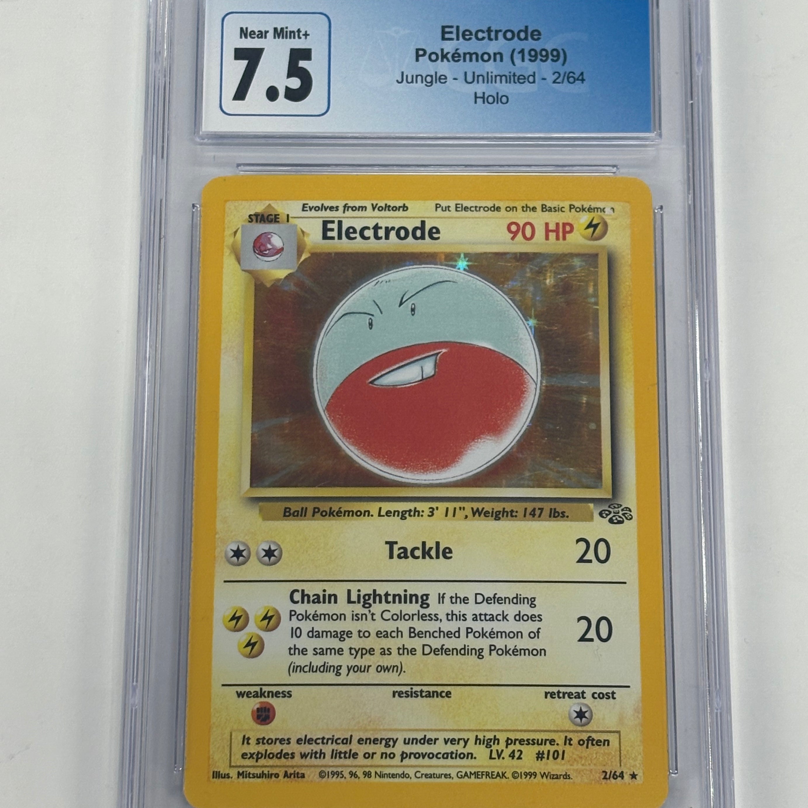 Pokémon TCG - CGC Near Mint+ 7.5 Jungle Unlimited Electrode 2/64 Holo