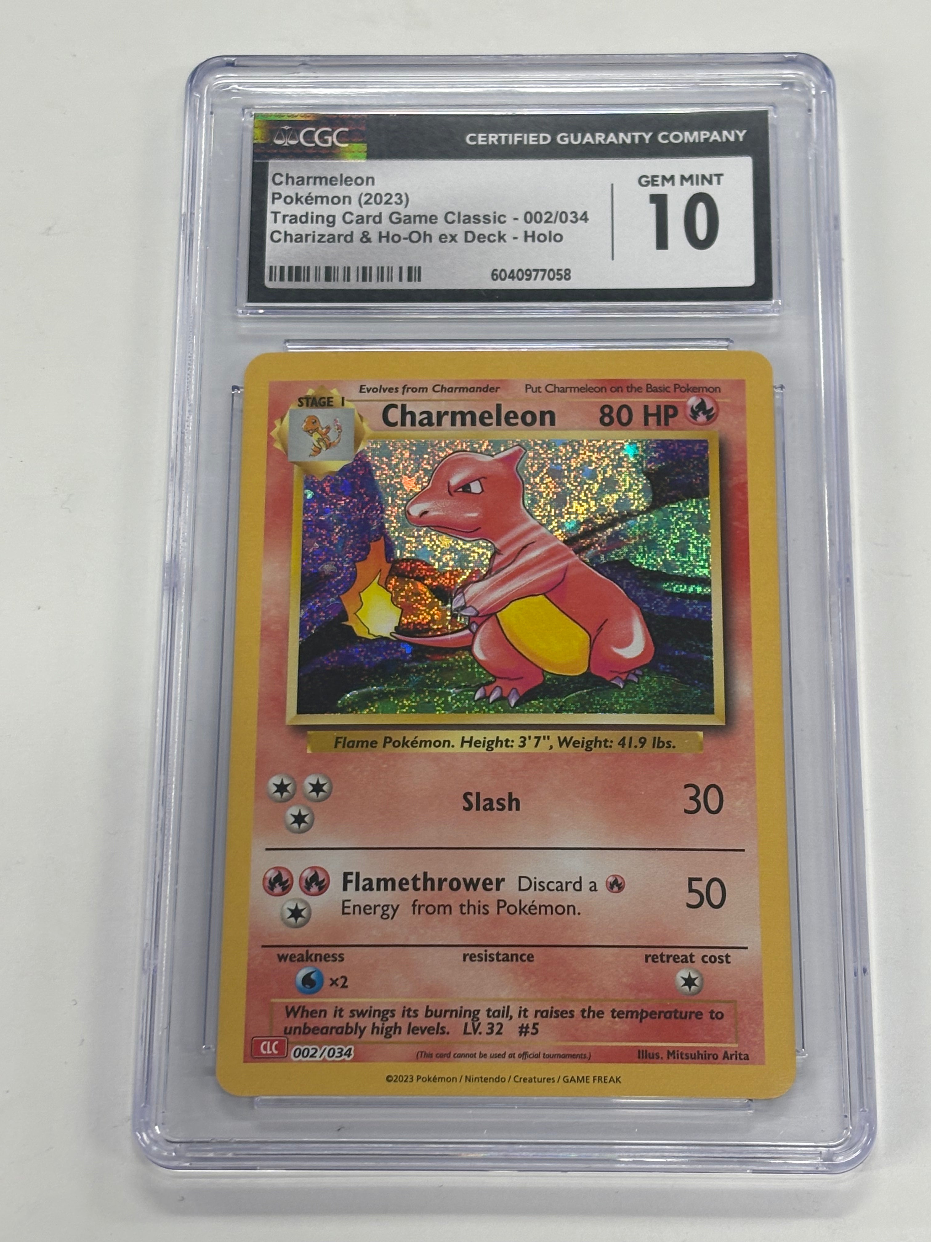 Pokémon TCG - CGC GEM MINT 10 Trading Card Game Classic Charizard & Ho-Oh ex Deck Charmeleon 002/032 Holo