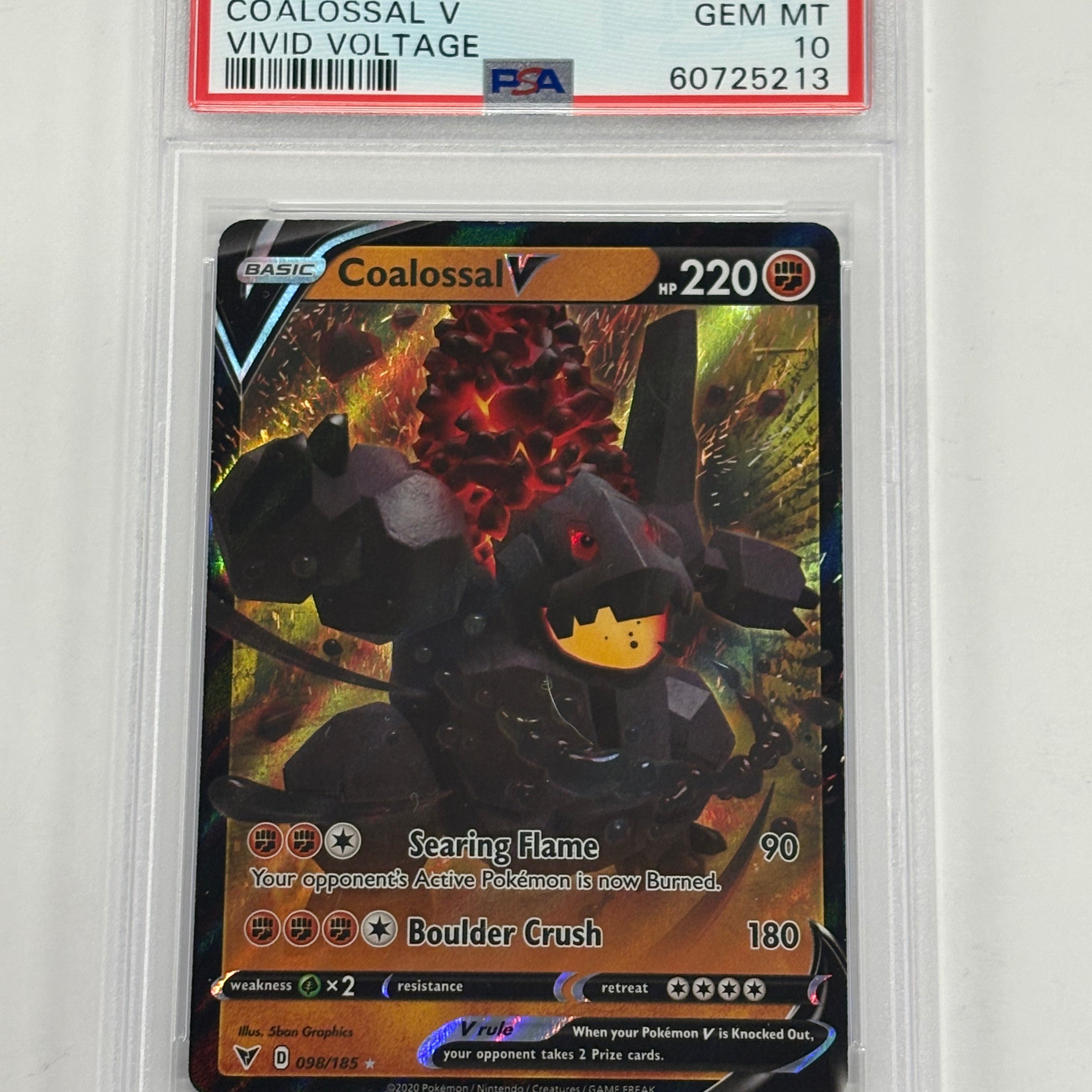 Pokémon TCG - PSA GEM MT 10 Vivid Voltage Coalossal V 098/185 Holo
