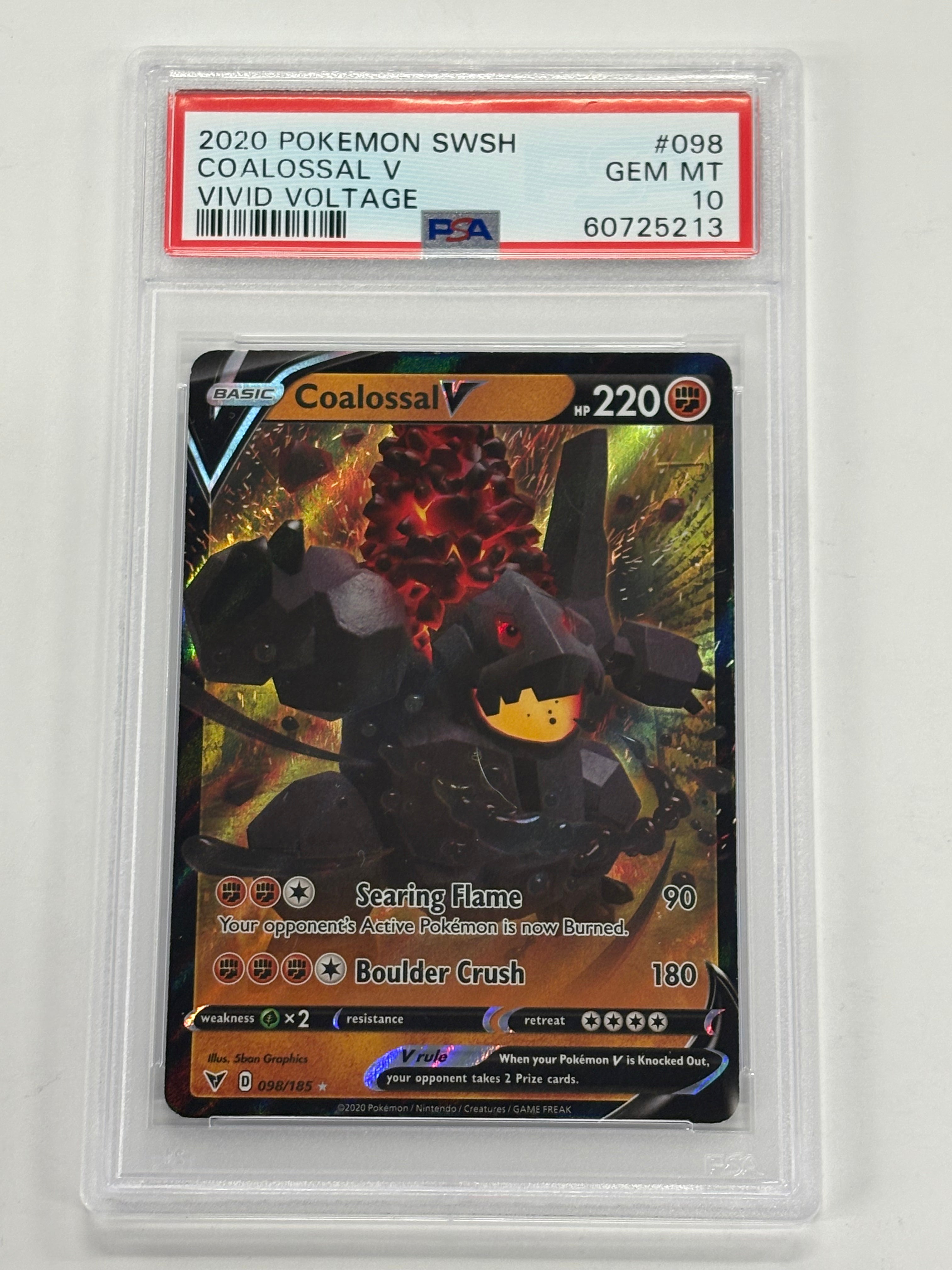 Pokémon TCG - PSA GEM MT 10 Vivid Voltage Coalossal V 098/185 Holo