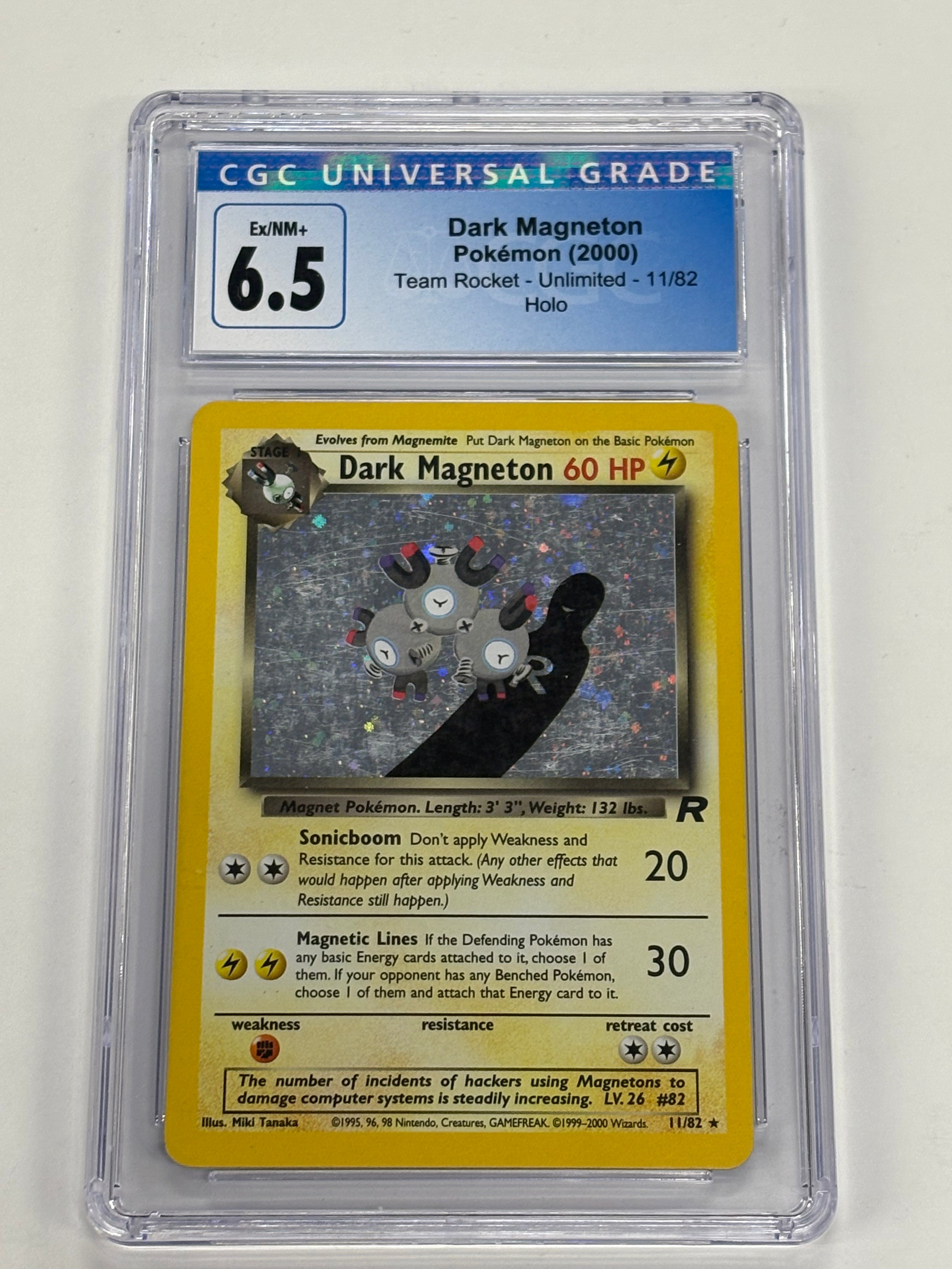 Pokémon TCG - CGC Ex/NM+ 6.5 Team Rocket Unlimited Dark Magneton 11/82 Holo