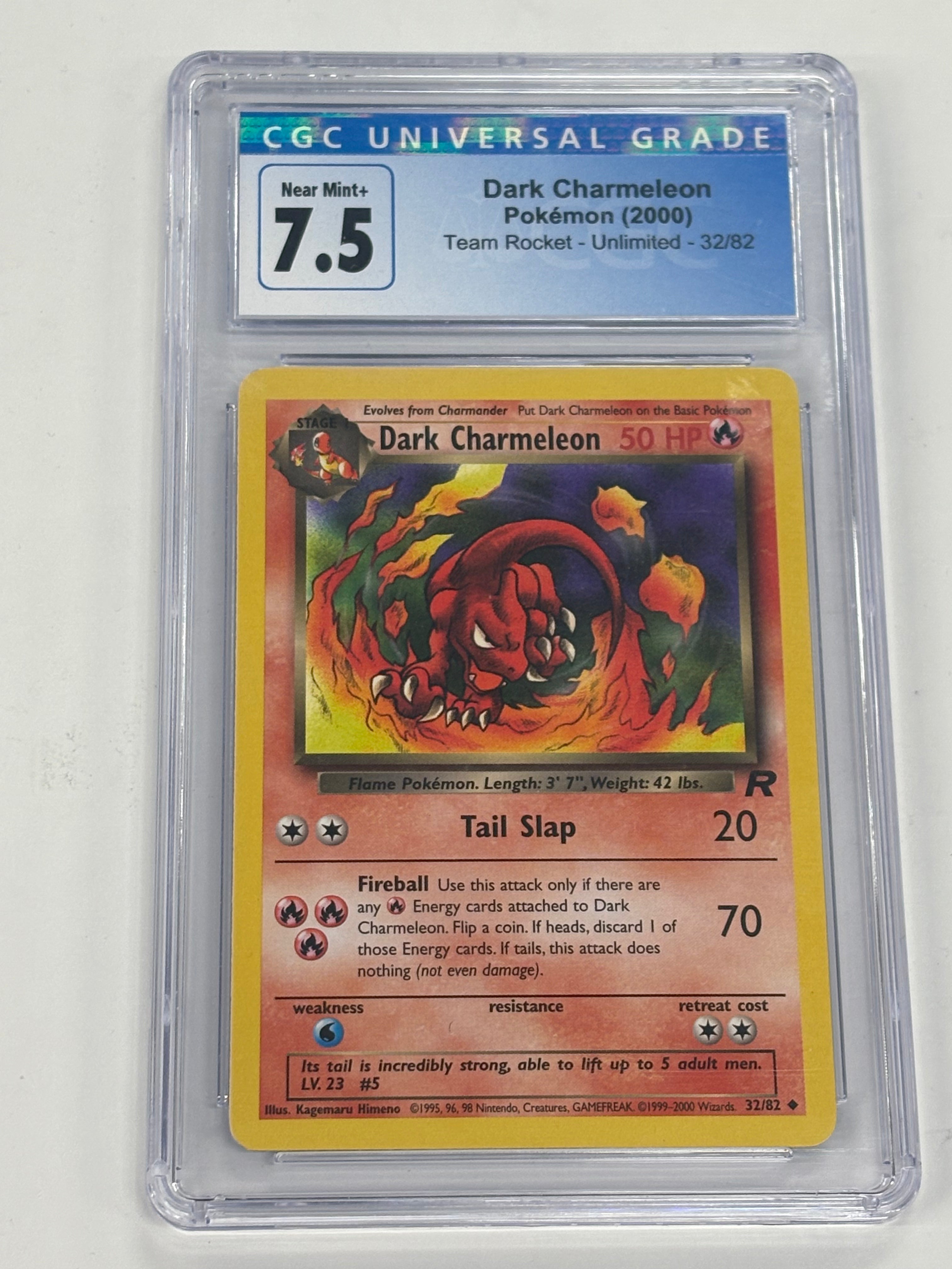 Pokémon TCG - CGC Near Mint+ 7.5 Team Rocket Unlimited Dark Charmeleon 32/82
