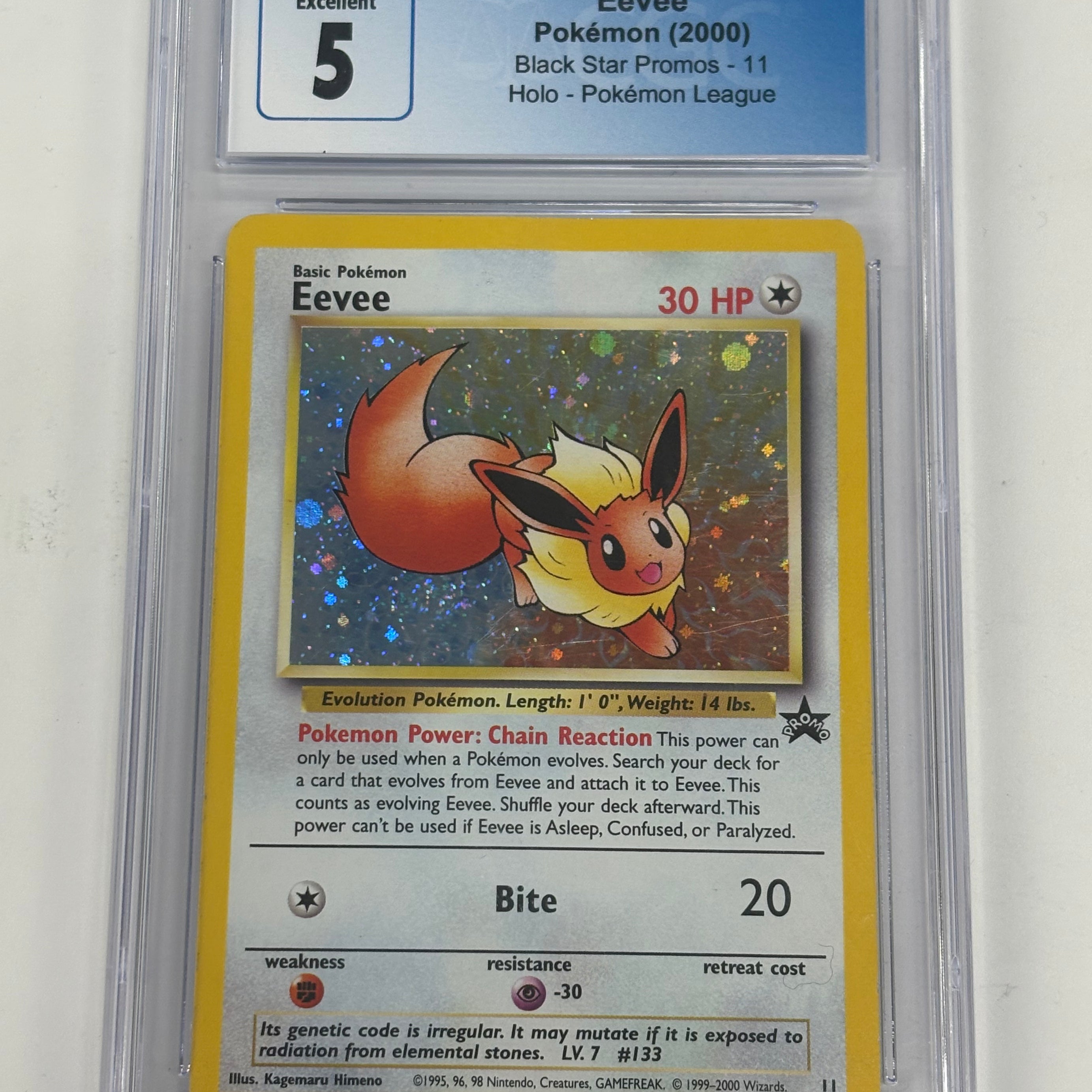 Pokémon TCG - CGC Excellent 5 Pokémon League Black Star Promo Eevee #11 Holo