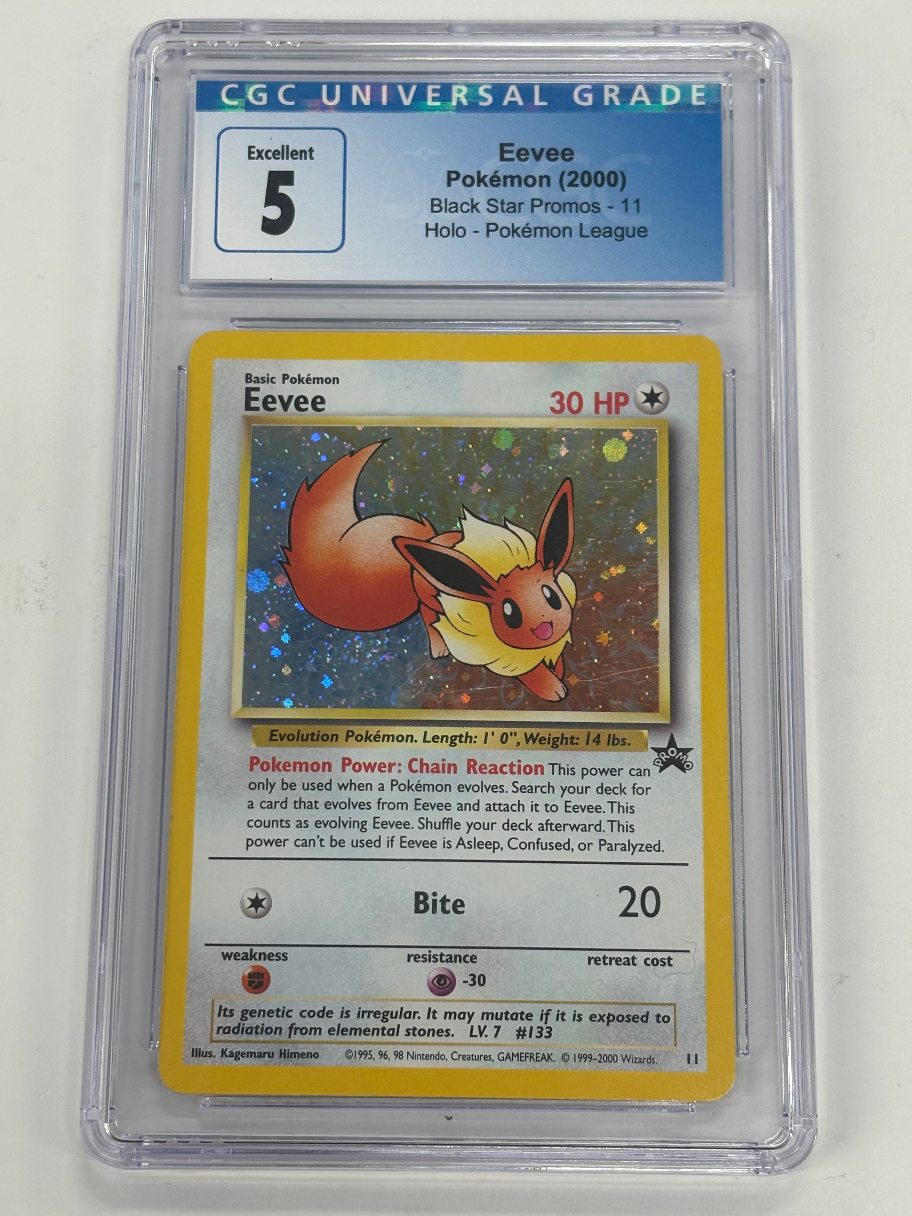Pokémon TCG - CGC Excellent 5 Pokémon League Black Star Promo Eevee #11 Holo