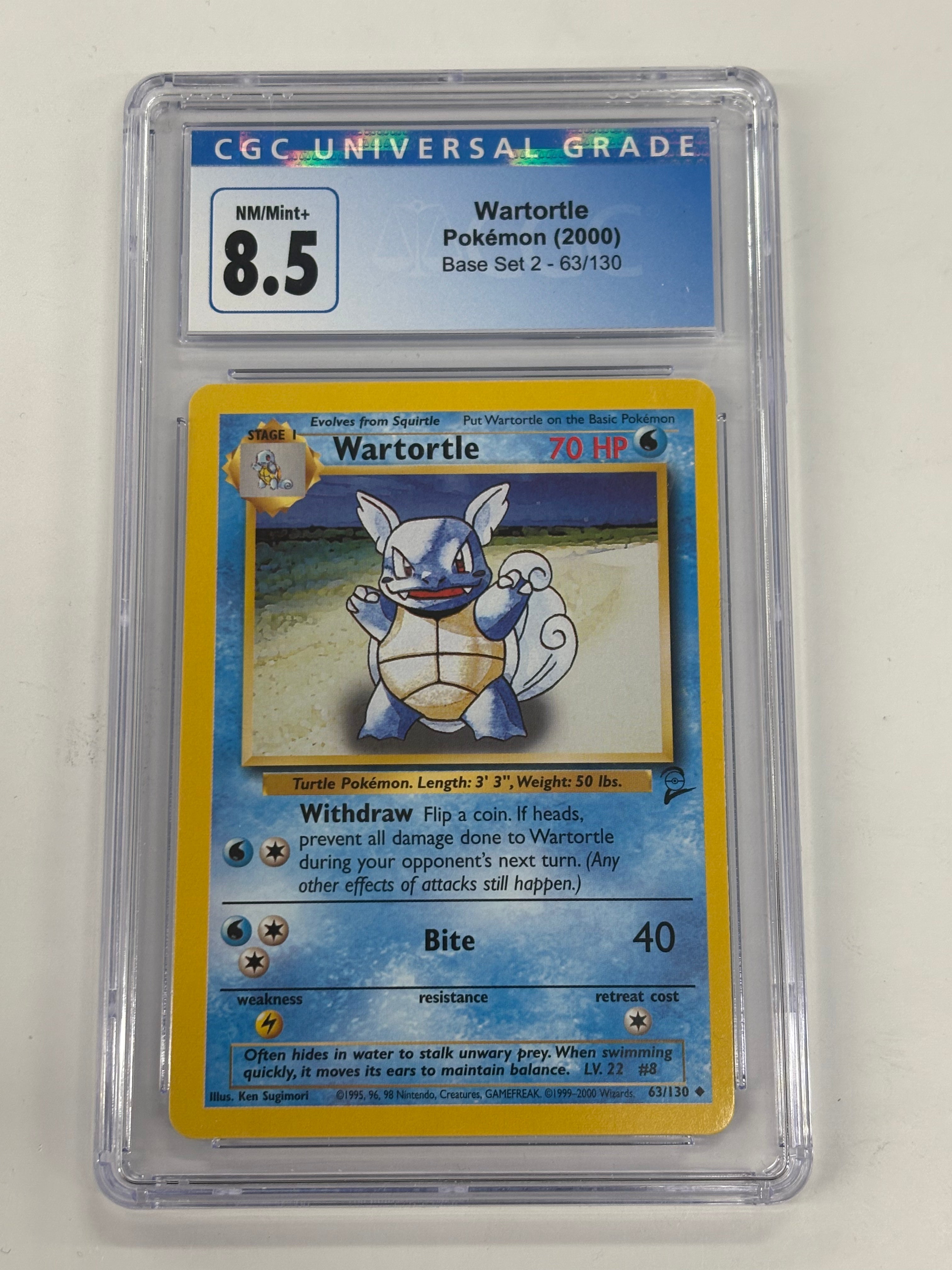 Pokémon TCG - CGC NM/Mint+ 8.5 Base Set 2 Wartortle 63/130
