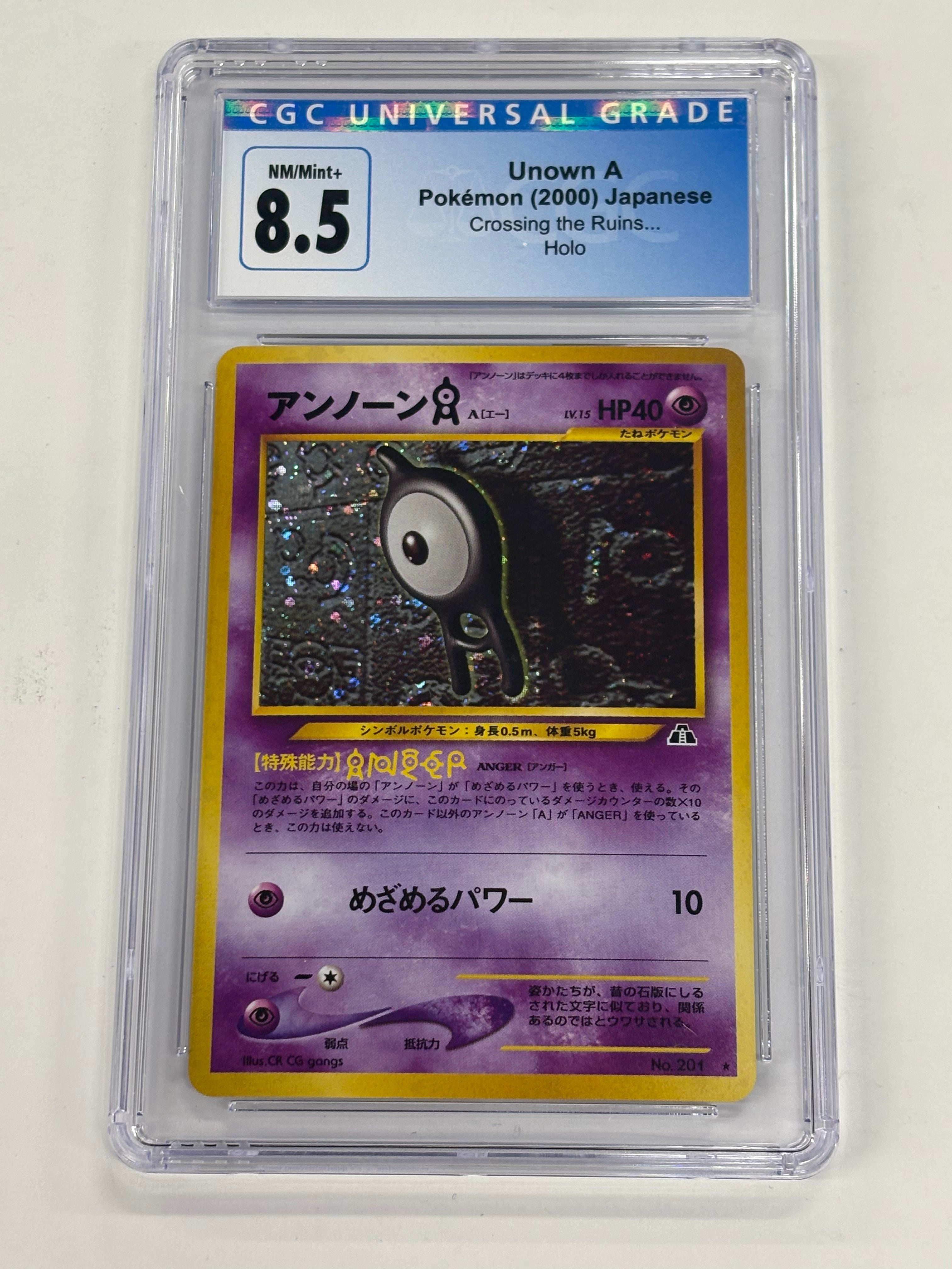 Pokémon TCG - CGC NM/Mint+ 8.5 Crossing the Ruins… JP Unown A No. 201 Holo