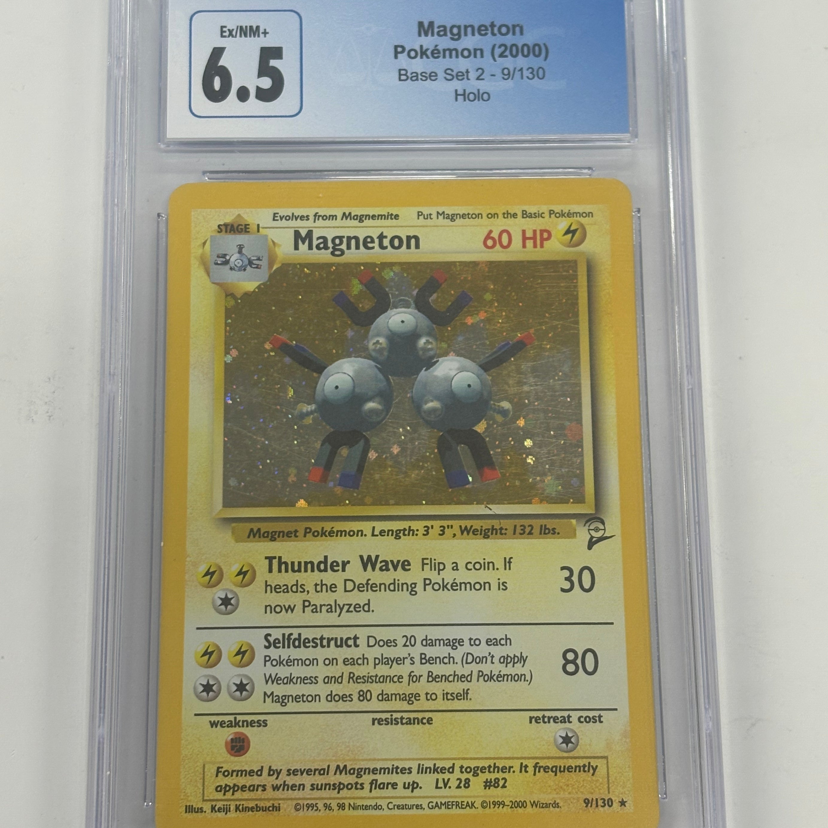Pokémon TCG - CGC Ex/NM+ 6.5 Base Set 2 Magneton 9/130 Holo