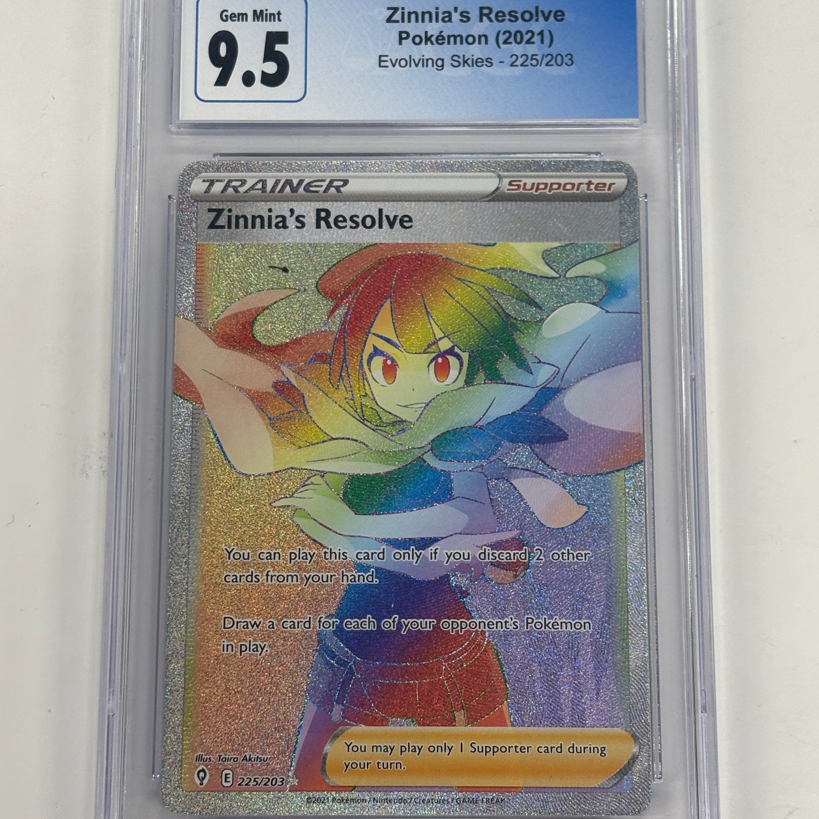 Pokémon TCG - CGC Gem Mint 9.5 Evolving Skies Zinnia’s Resolve 225/203 Rainbow Rare