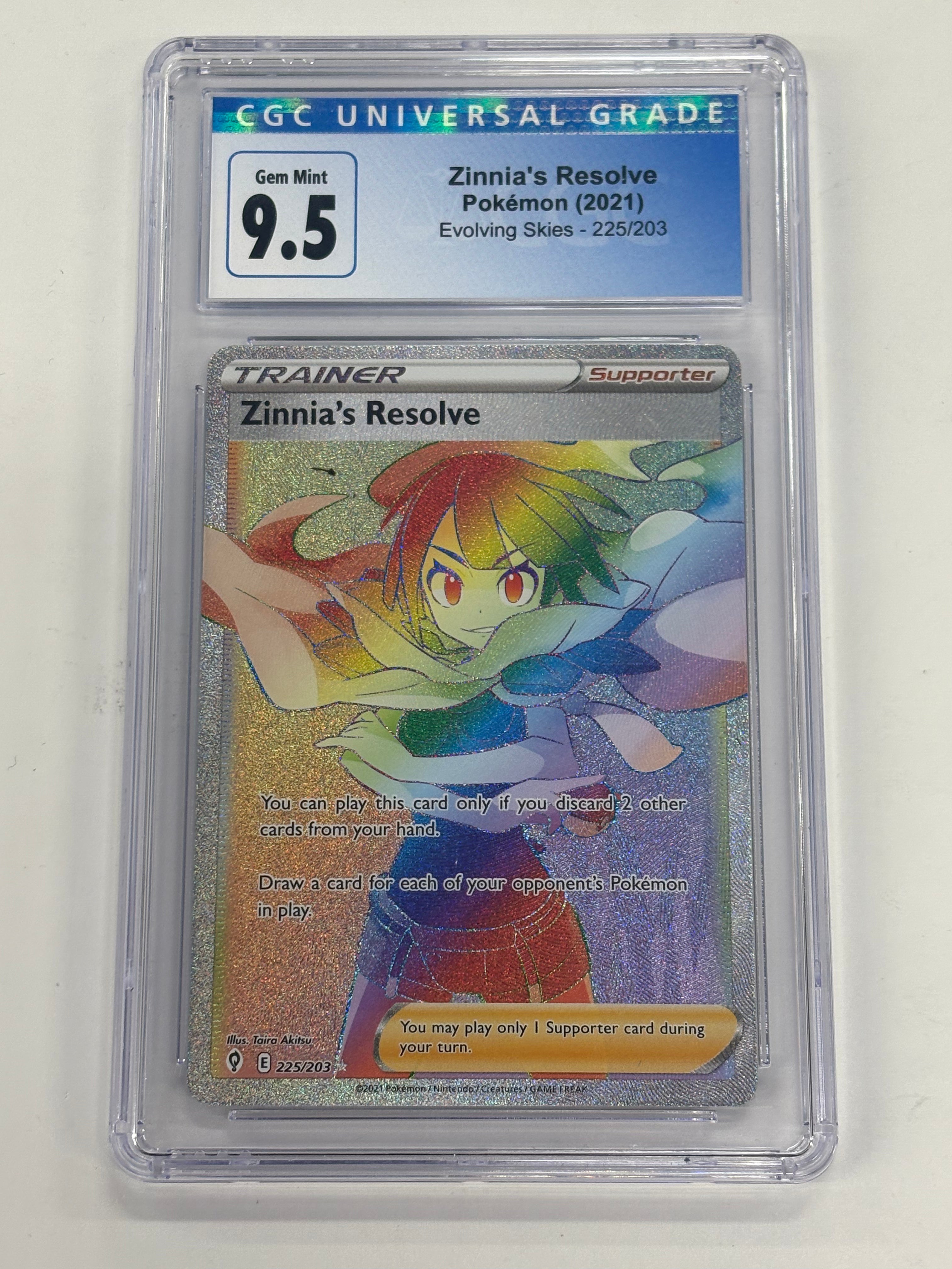 Pokémon TCG - CGC Gem Mint 9.5 Evolving Skies Zinnia’s Resolve 225/203 Rainbow Rare