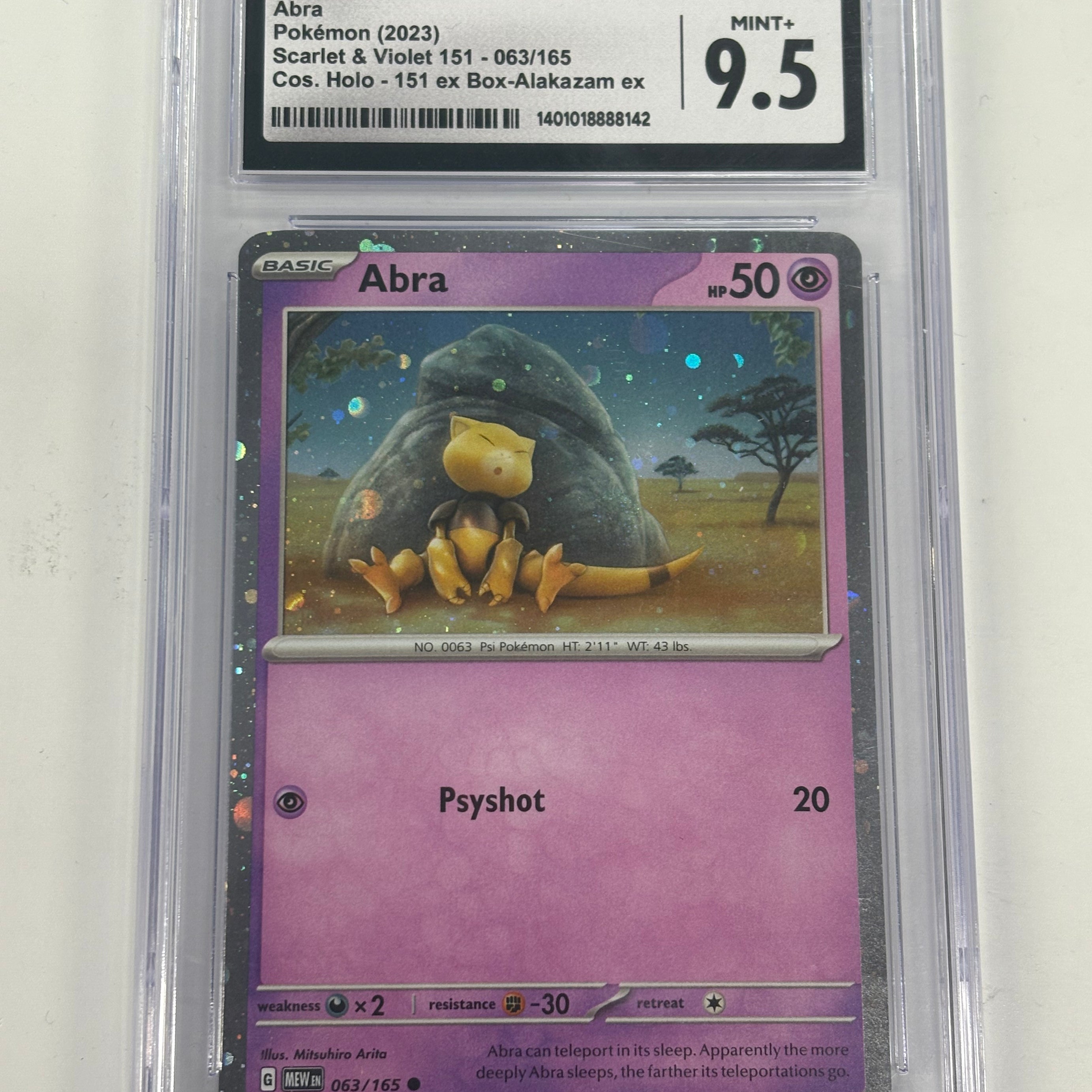 Pokémon TCG - CGC Mint+ 9.5 Scarlet & Violet 151 Alakazam ex Box Abra 063/165 Cosmo Holo