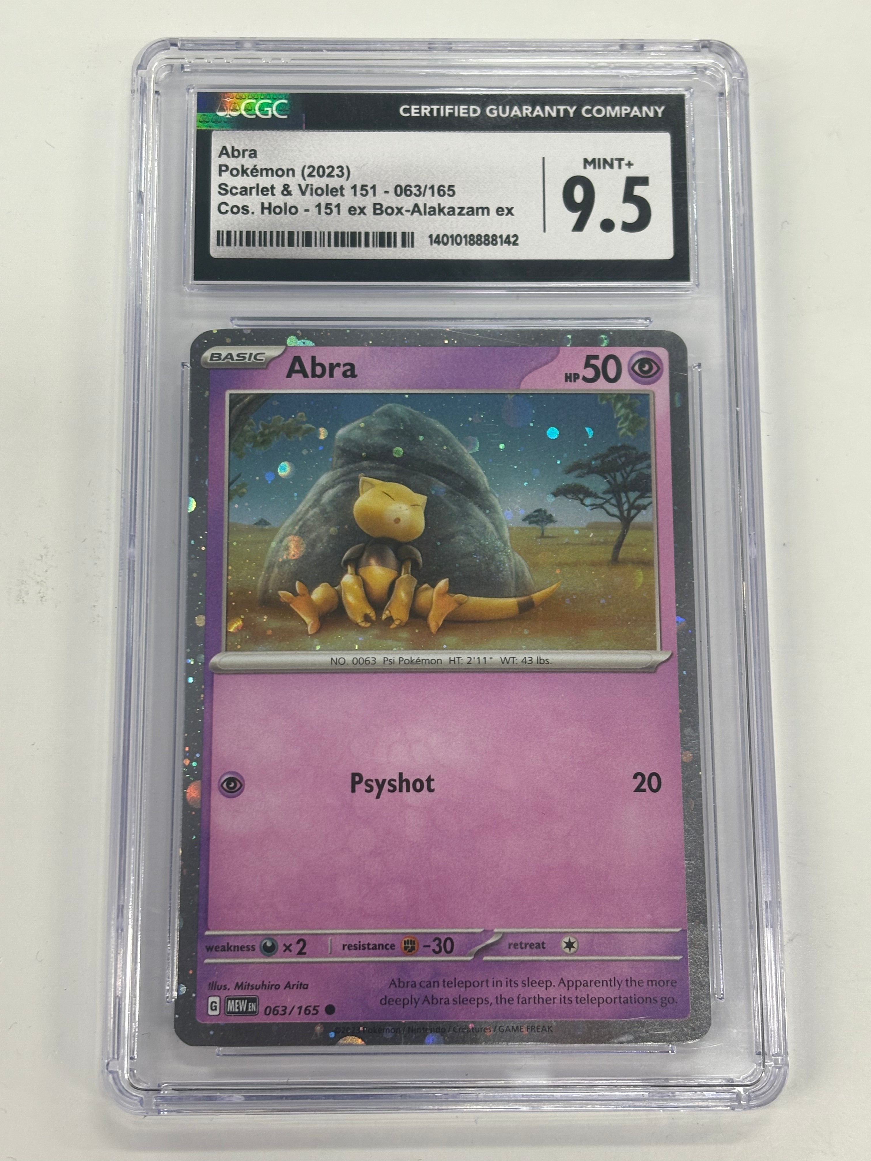Pokémon TCG - CGC Mint+ 9.5 Scarlet & Violet 151 Alakazam ex Box Abra 063/165 Cosmo Holo