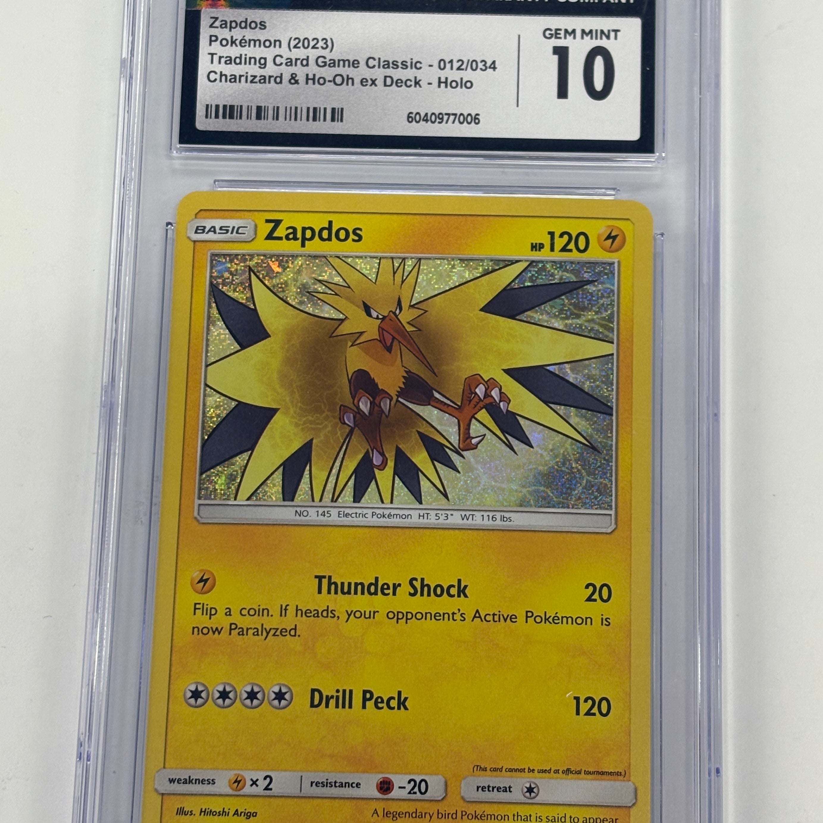 Pokémon TCG - CGC GEM MINT 10 Trading Card Game Classic Charizard & Ho-Oh ex Deck Zapdos 012/034 Holo