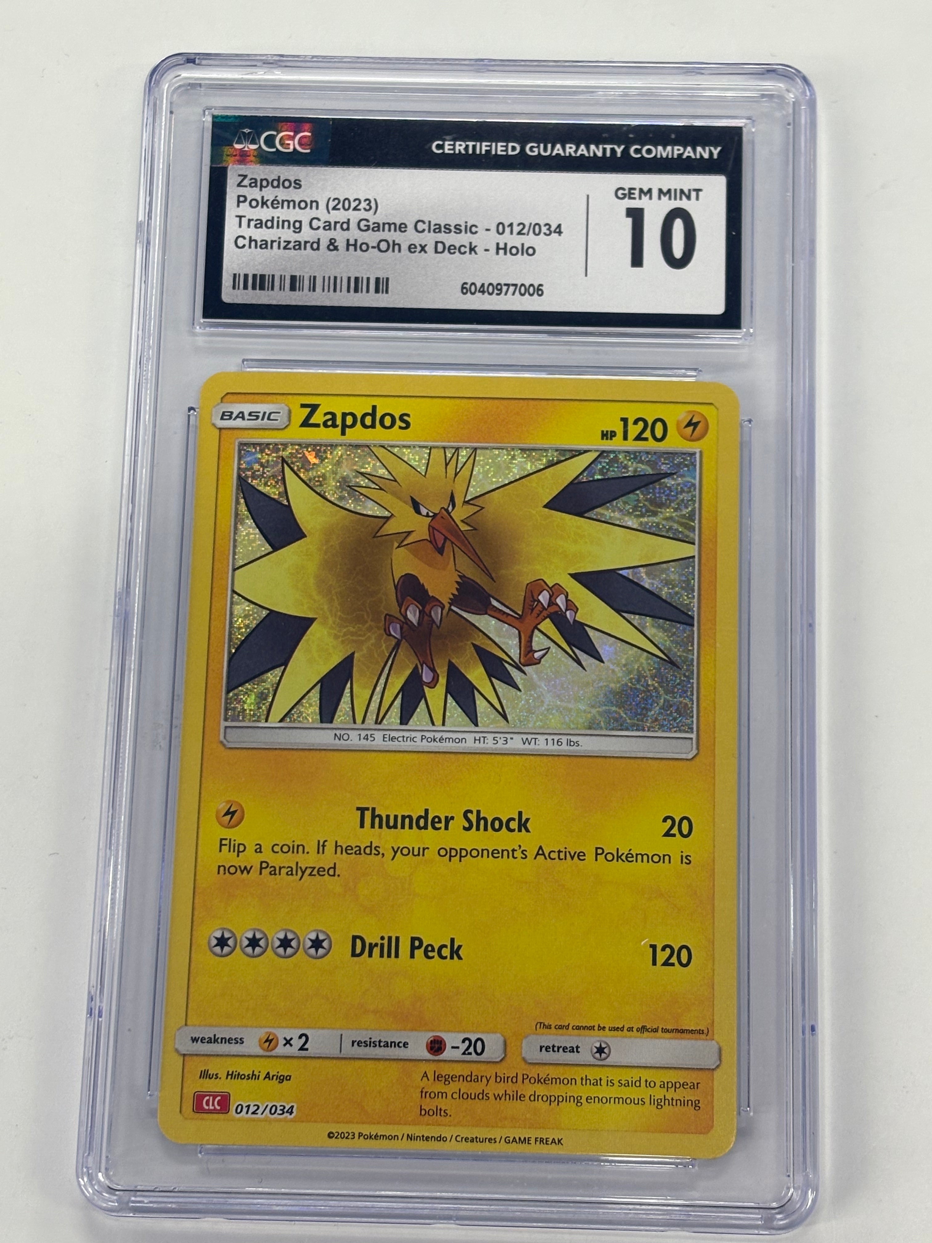 Pokémon TCG - CGC GEM MINT 10 Trading Card Game Classic Charizard & Ho-Oh ex Deck Zapdos 012/034 Holo