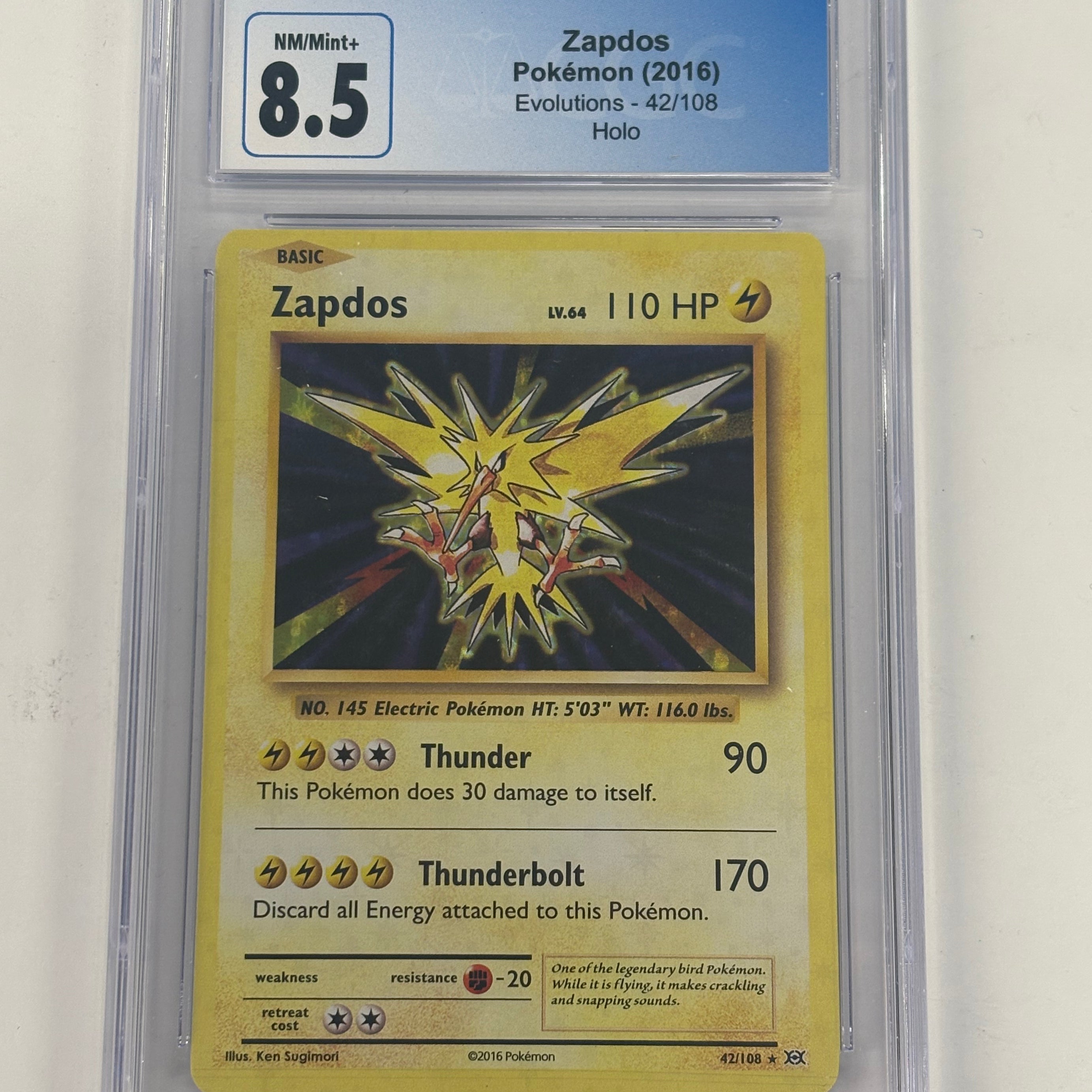 Pokémon TCG - CGC NM/Mint+ 8.5 Evolutions Zapdos 42/108 Holo