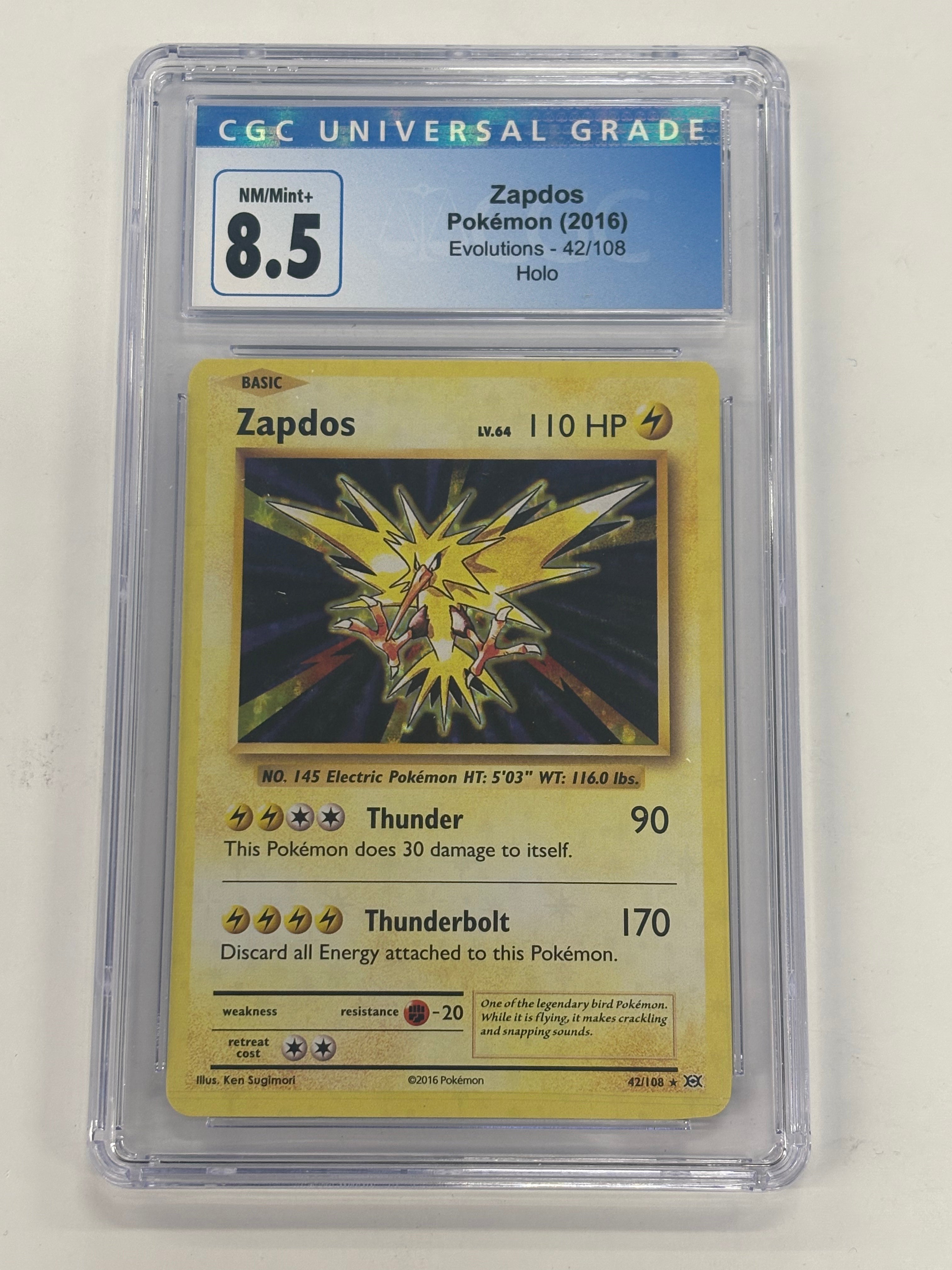 Pokémon TCG - CGC NM/Mint+ 8.5 Evolutions Zapdos 42/108 Holo
