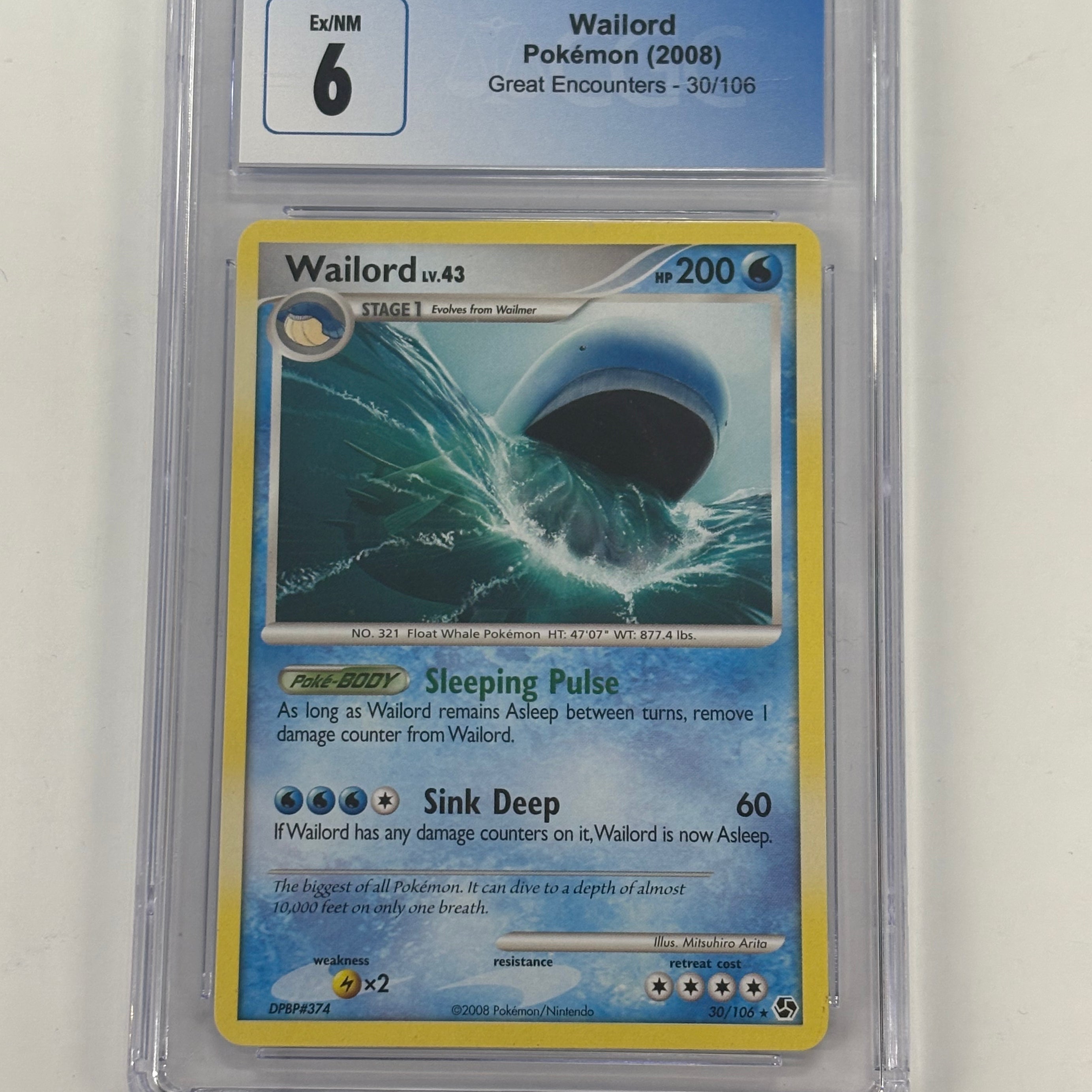 Pokémon TCG - CGC Ex/NM 6 Great Encounters Wailord 30/106