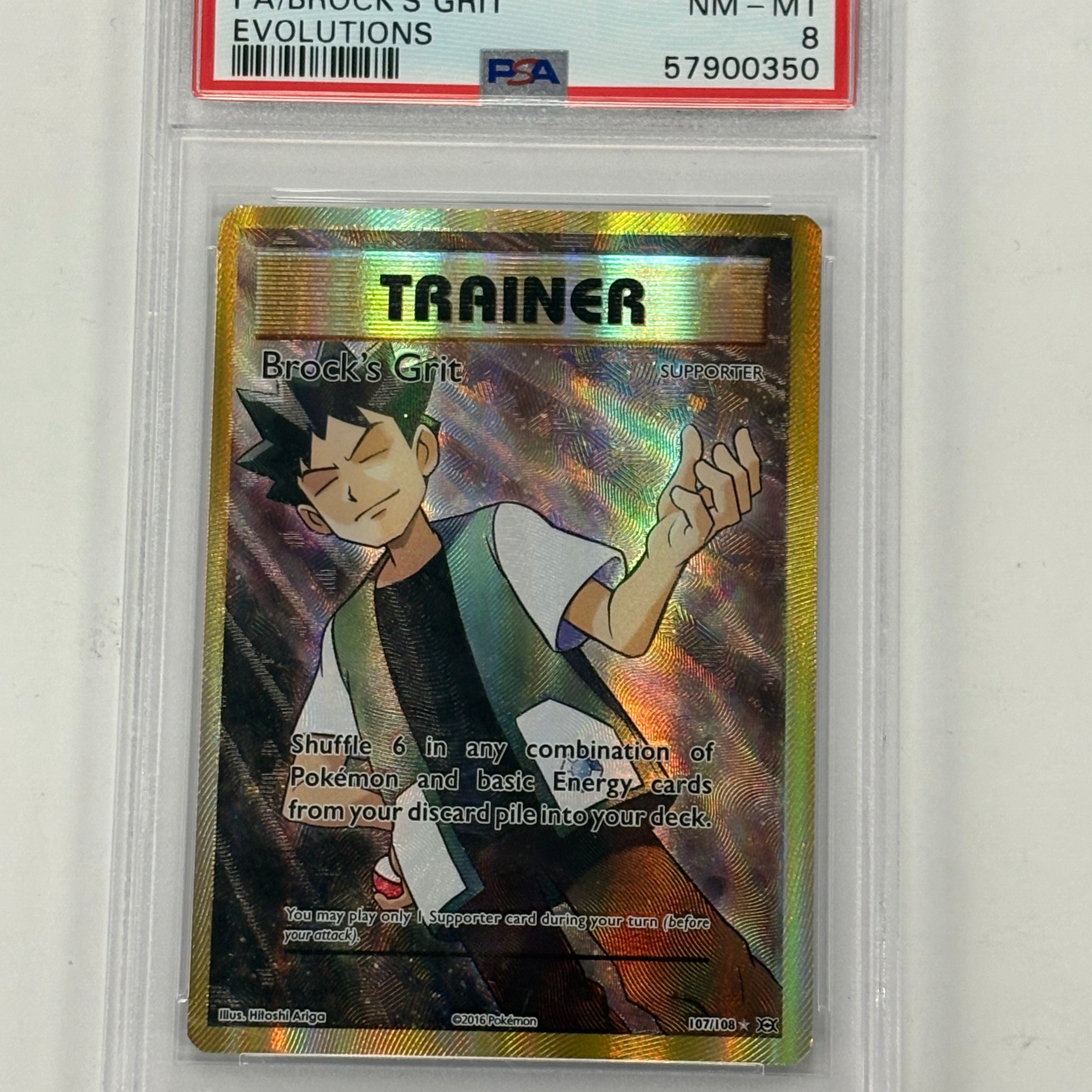 Pokémon TCG - PSA NM-MT 8 Evolutions Brock’s Grit 107/108 Full Art