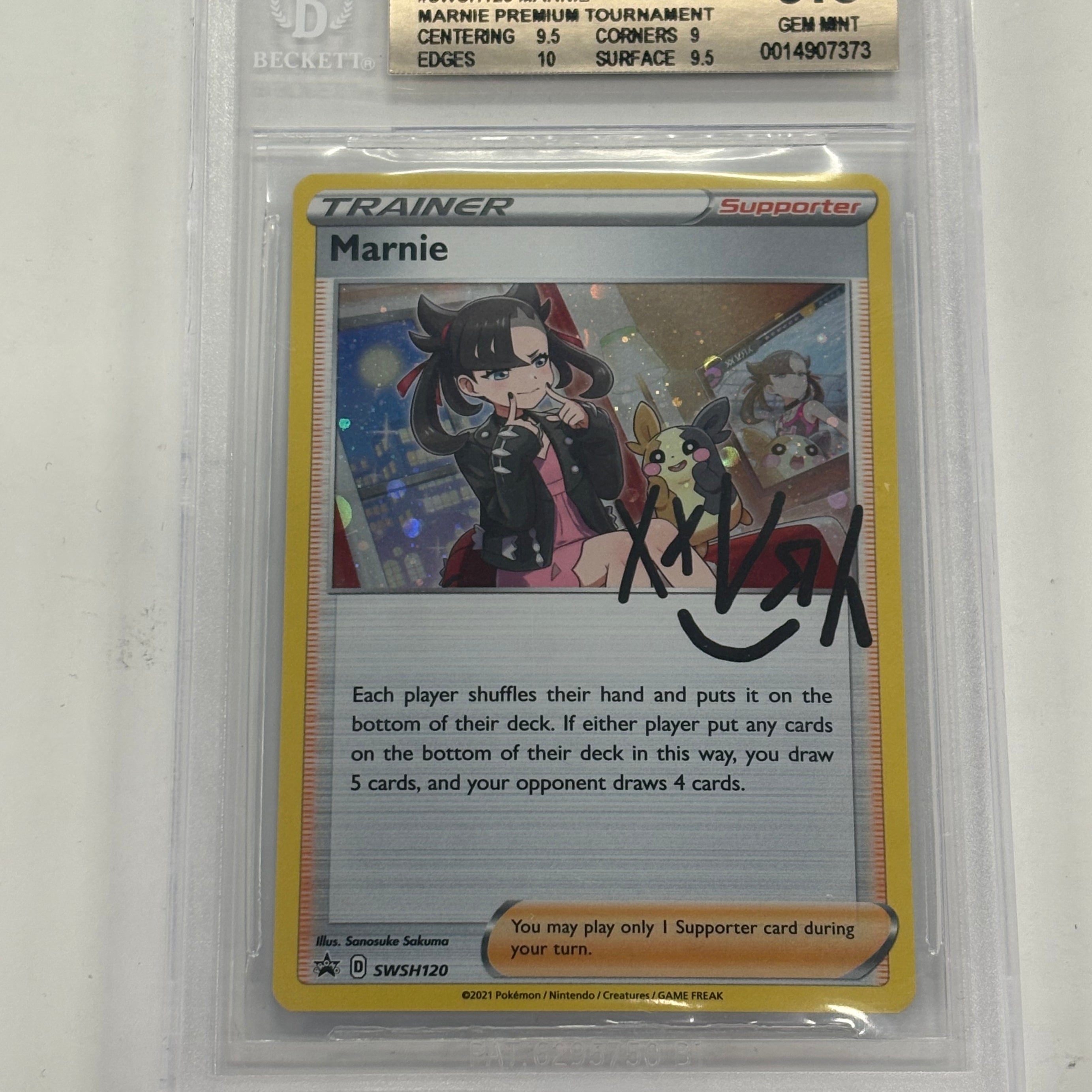 Pokémon TCG - Beckett GEM MINT 9.5 Sword & Shield Promo Cards Marnie Premium Tournament Marnie SWSH120 Holo