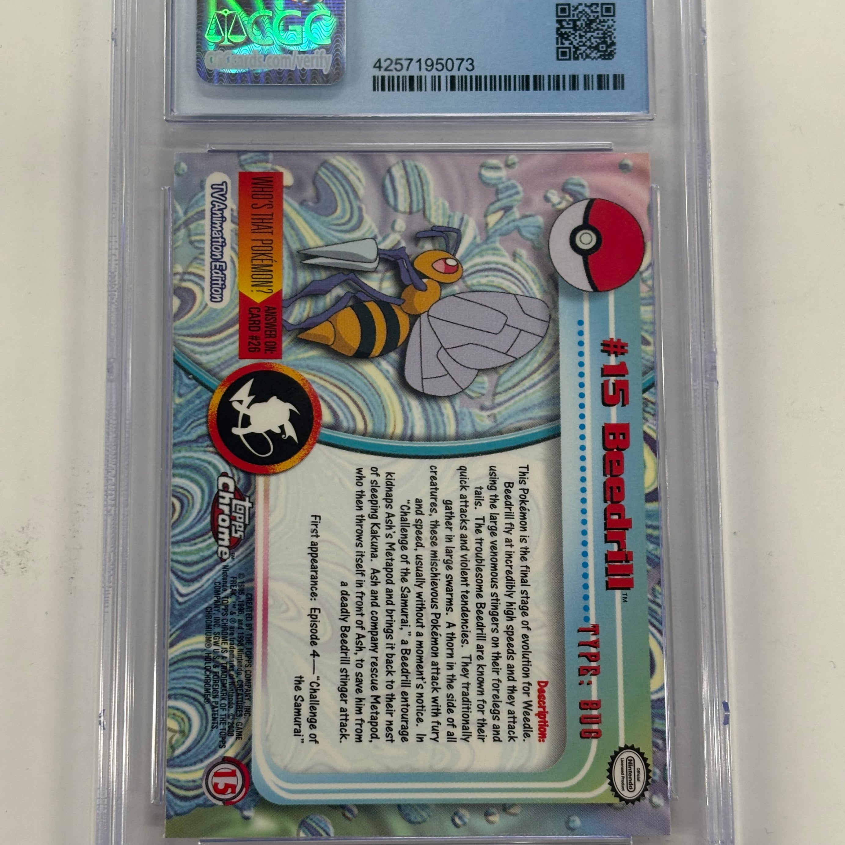 Pokémon TCG - CGC NM/Mint+ Chrome Series 1 Beedrill #15 Chrome