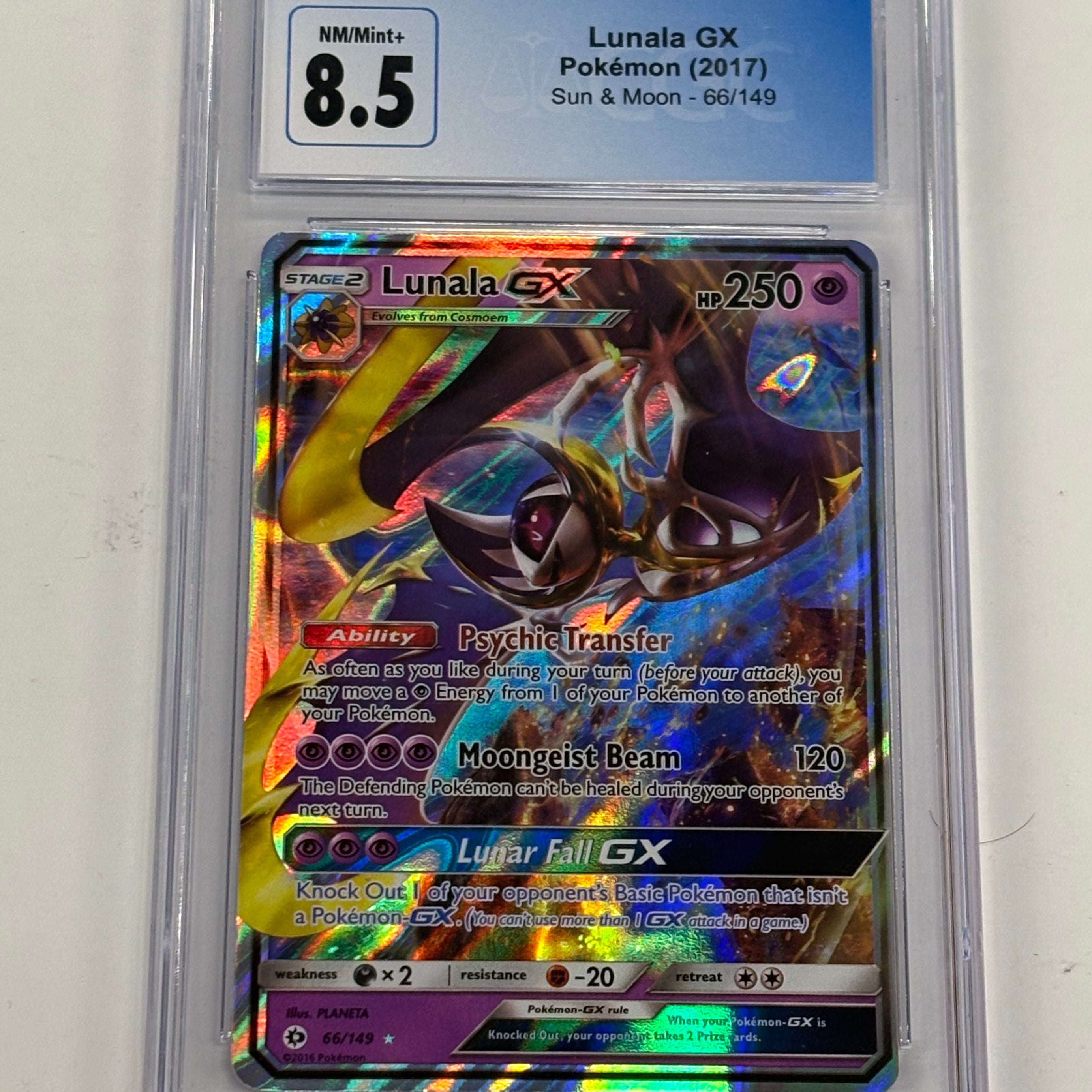 Pokémon TCG - CGC NM/Mint+ 8.5 Sun & Moon Lunala GX 66/149 Holo